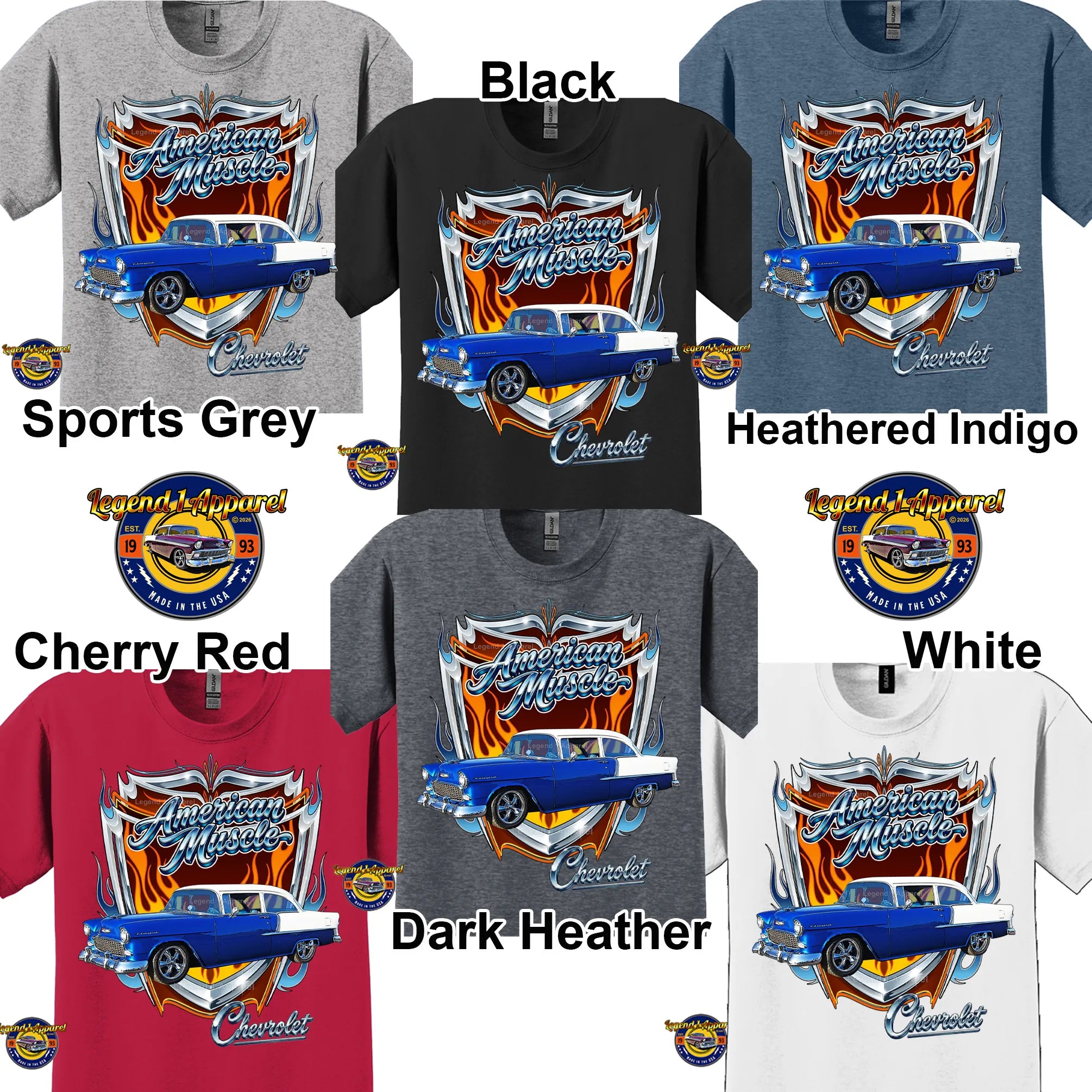 1955 Chevy Bel Air American Muscle T-Shirt –55 Chevrolet Bel Air Classic Car Graphic Tee