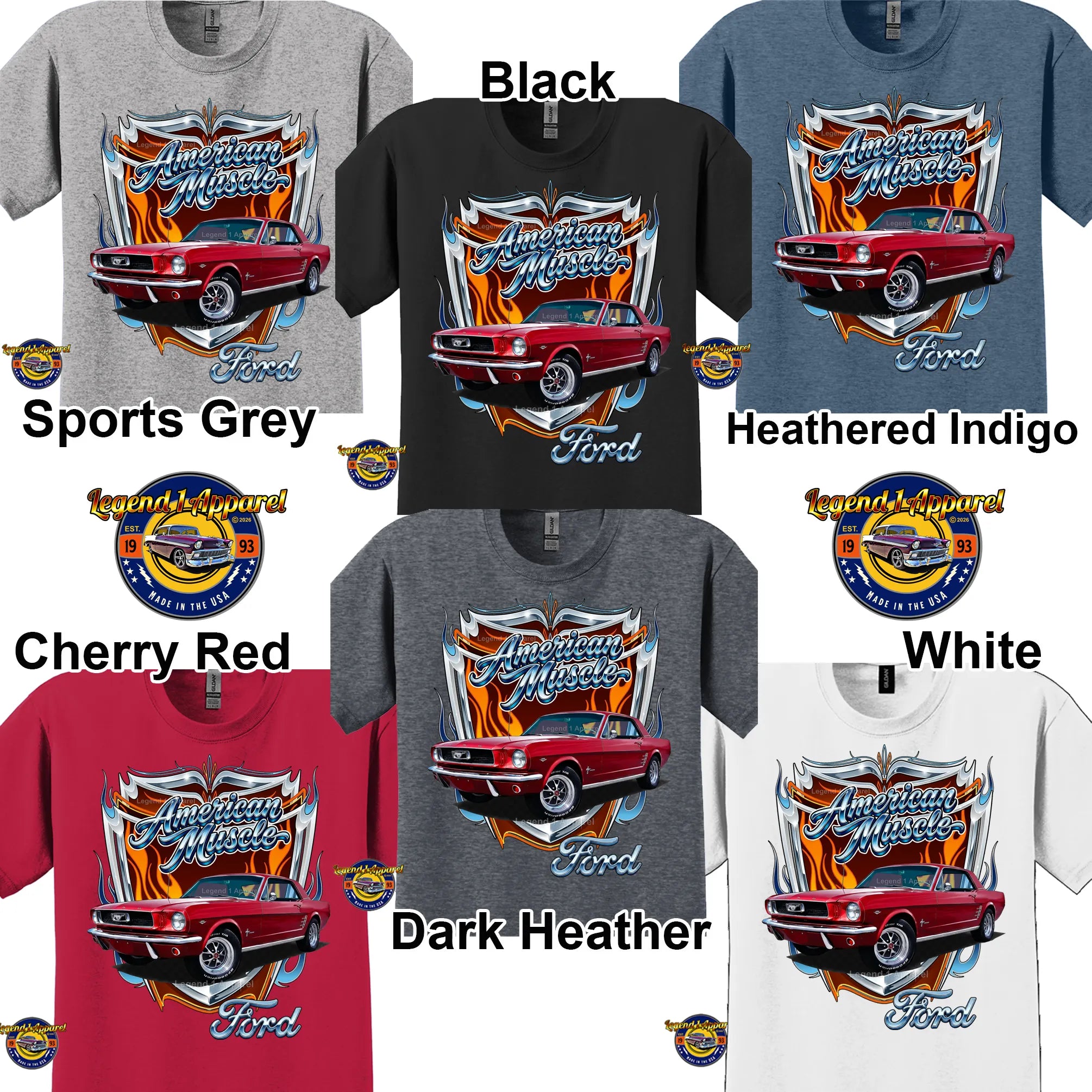 1966 Ford Mustang Hardtop Car Graphic Tee – American Muscle T-Shirt