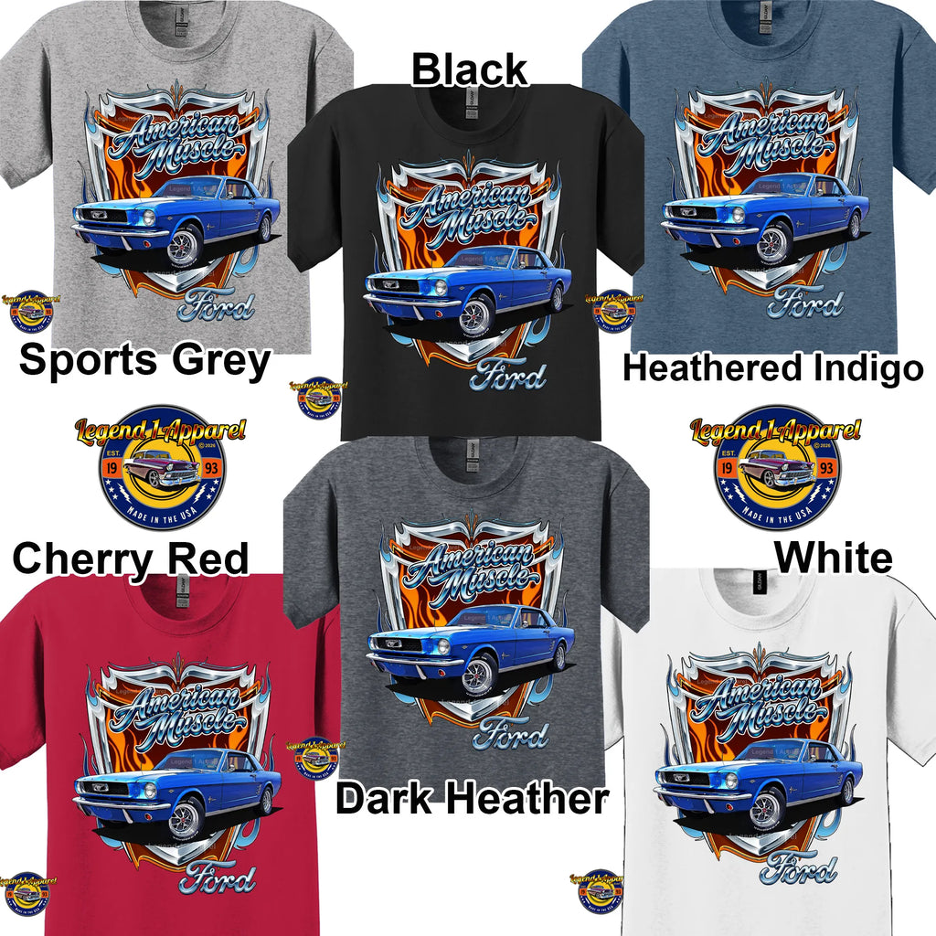1966 Ford Mustang Hardtop Car Graphic Tee – American Muscle T-Shirt