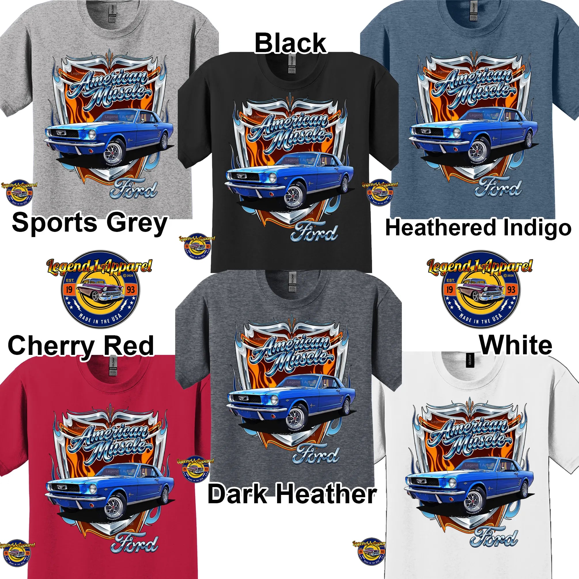 American Muscle T-Shirt – 1966 Ford Mustang Hardtop Car Graphic Tee