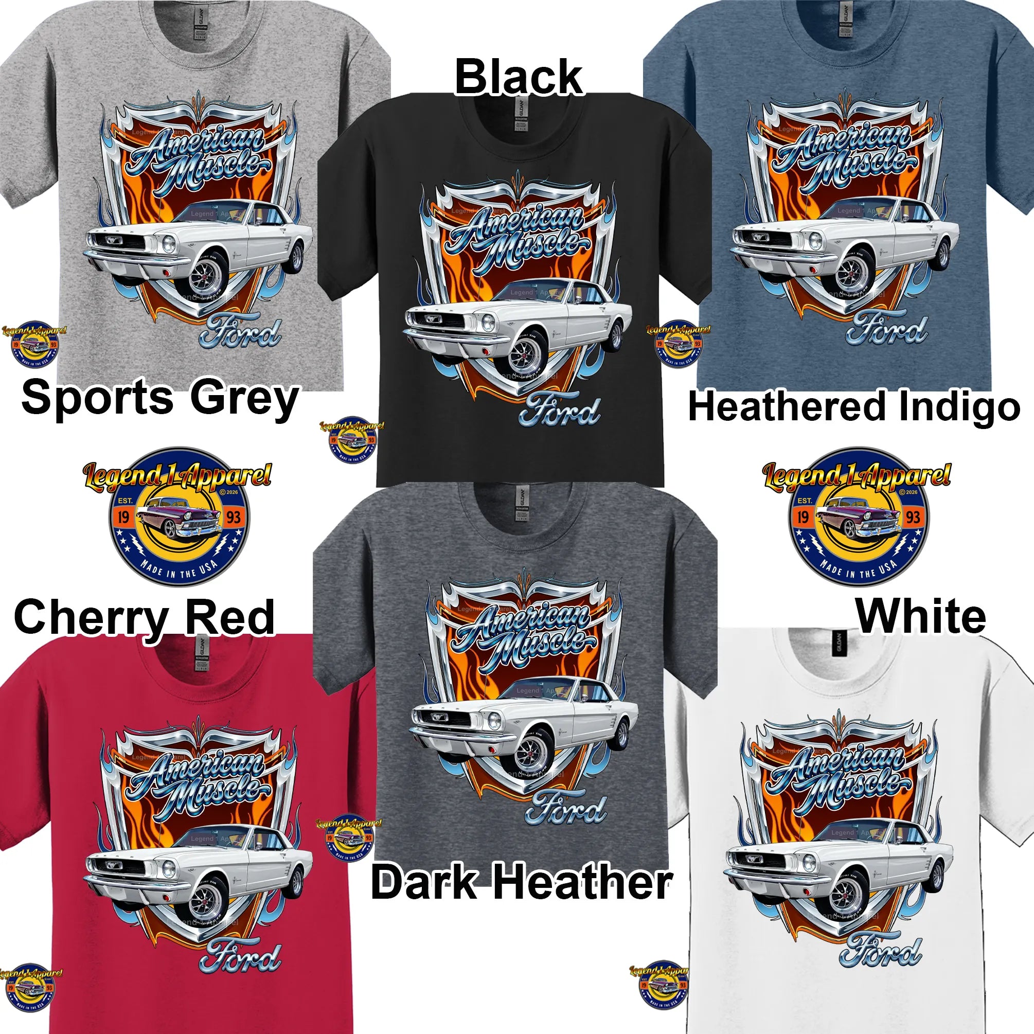 1966 Ford Mustang Hardtop Car Graphic Tee – American Muscle T-Shirt