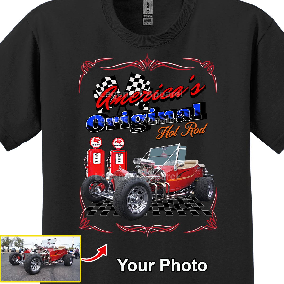 Your Classic Car or Hot Rod custom made T-shirt. Send us a picture of your car. American Original Hot Rod