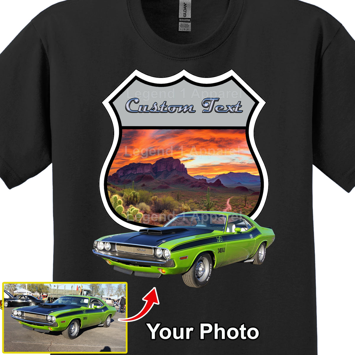 Your Classic Car or Hot Rod custom made T-shirt. Send us a picture of your car. Desert Highway Sign