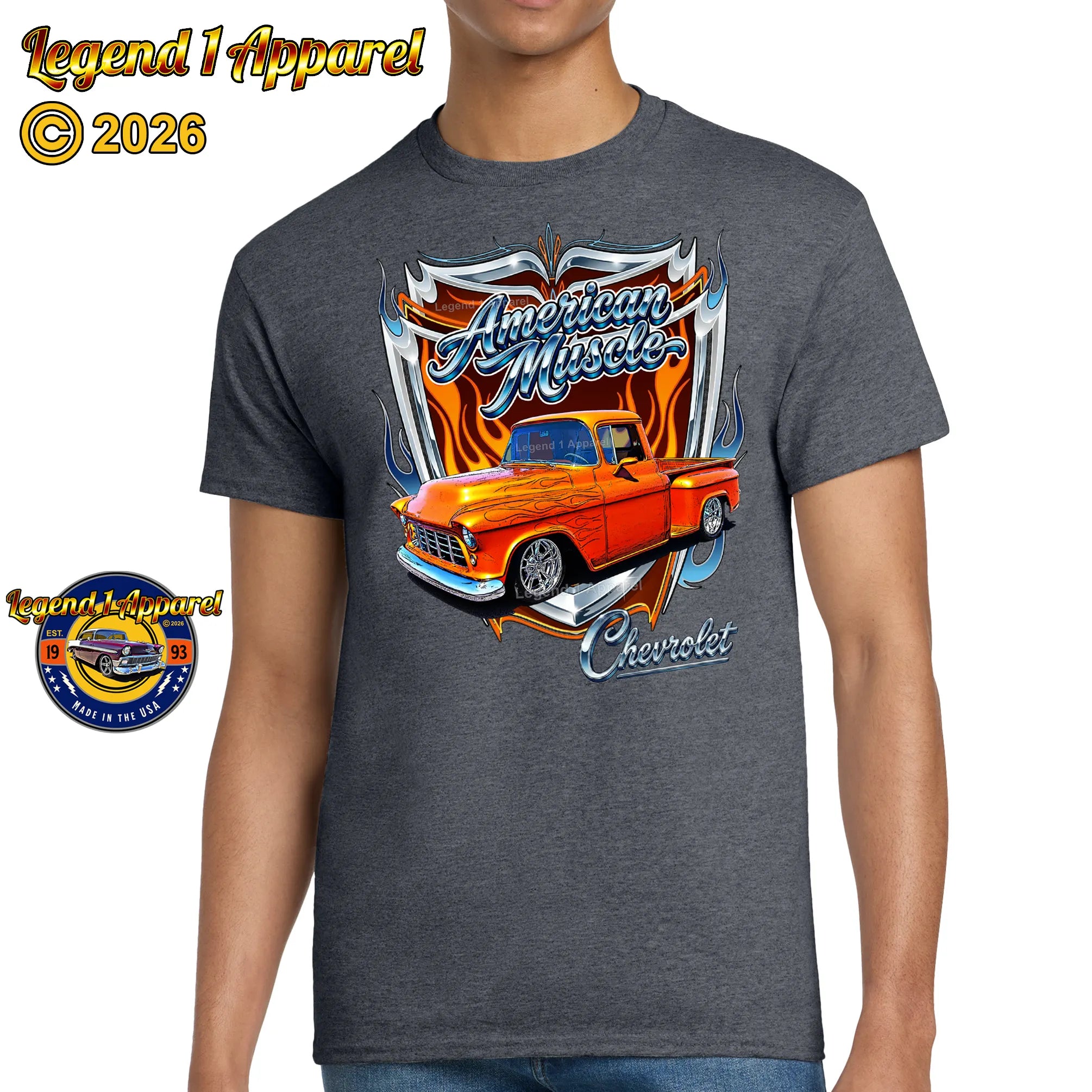 1955 Chevy Truck American Muscle T-Shirt –55 Chevrolet Pick up Classic Truck Graphic Tee