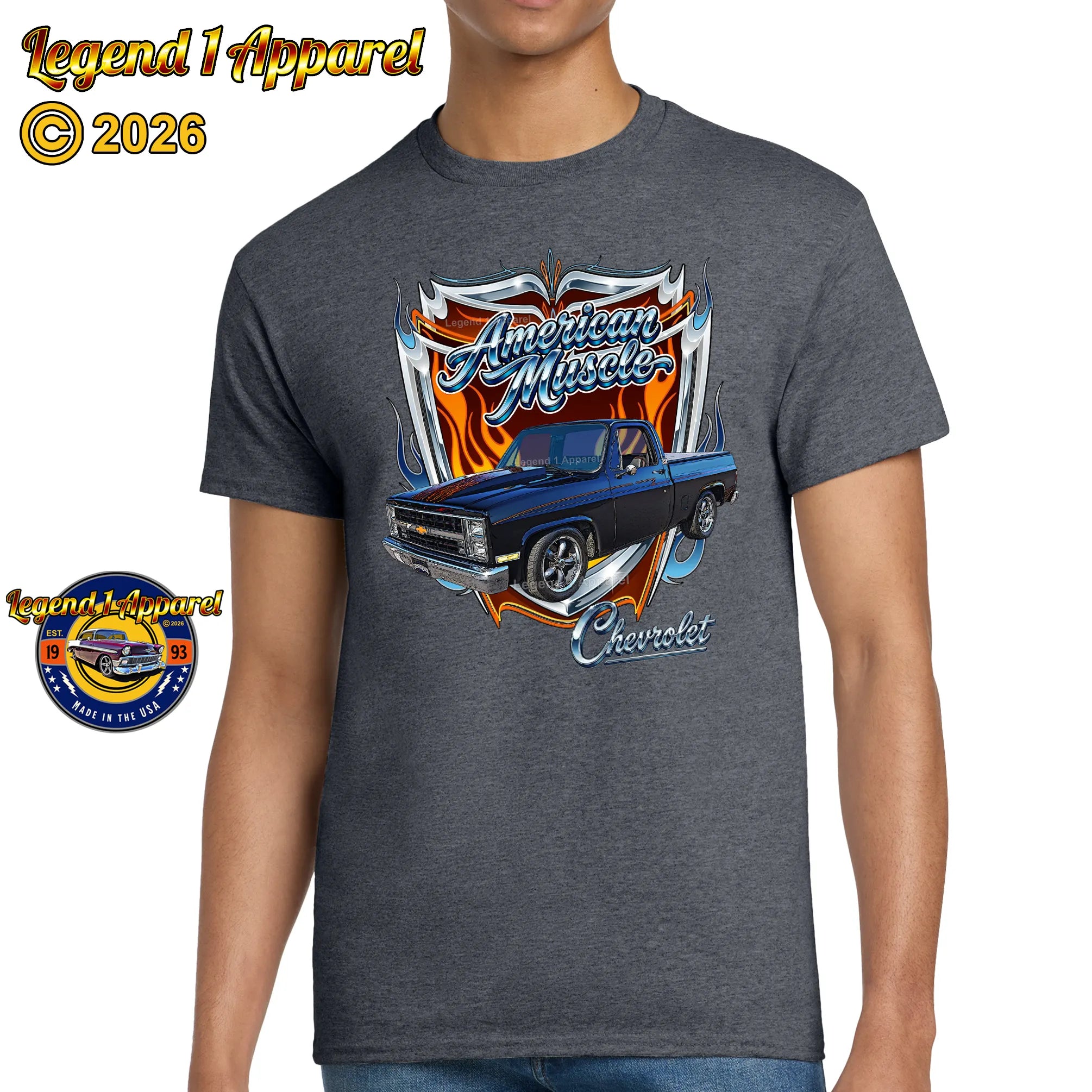 1985 Chevrolet Truck American Muscle T-Shirt – 85 Chevy C10 Classic Pick Up Graphic Tee