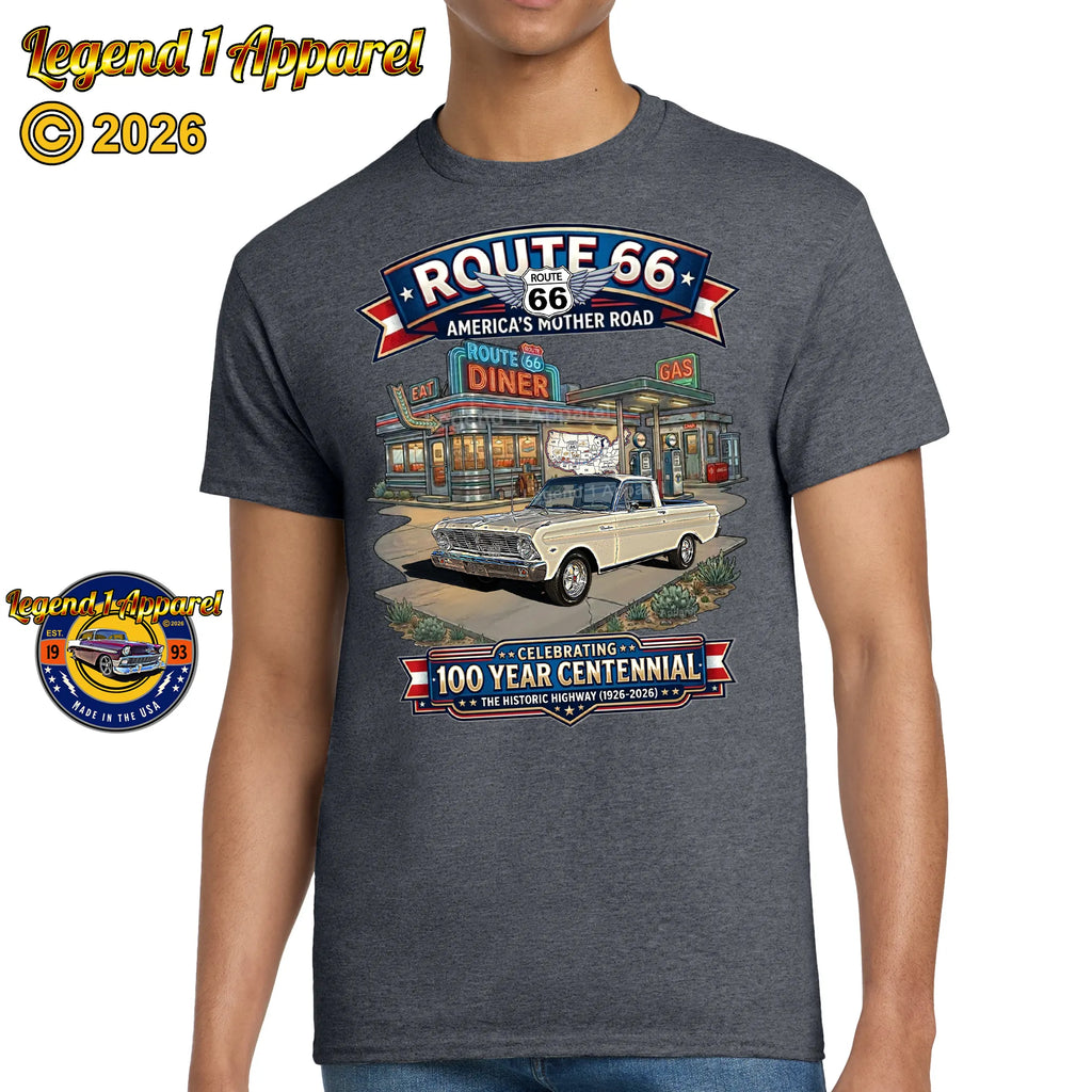 1965 Ford Ranchero Classic Car Graphic Tee – Route 66 Centennial T-Shirt
