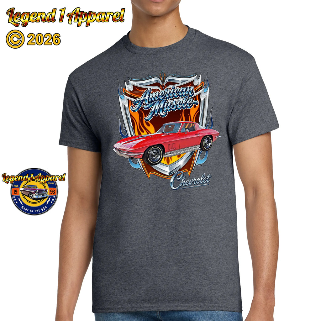 1967 Chevrolet Corvette C2 American Muscle T-Shirt – 67 Chevy Classic Car Graphic Tee