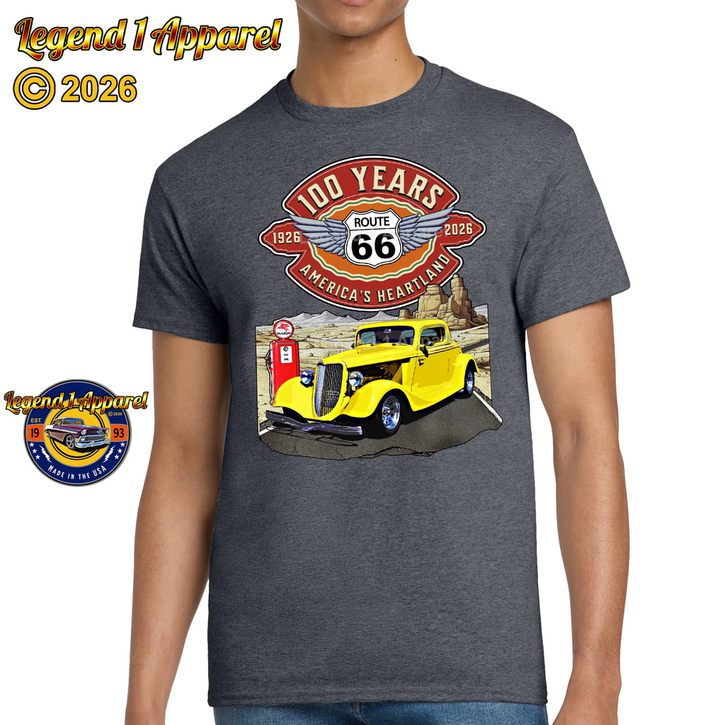 1934 Ford Coupe Classic Car Graphic Tee – Route 66 100 Years T-Shirt