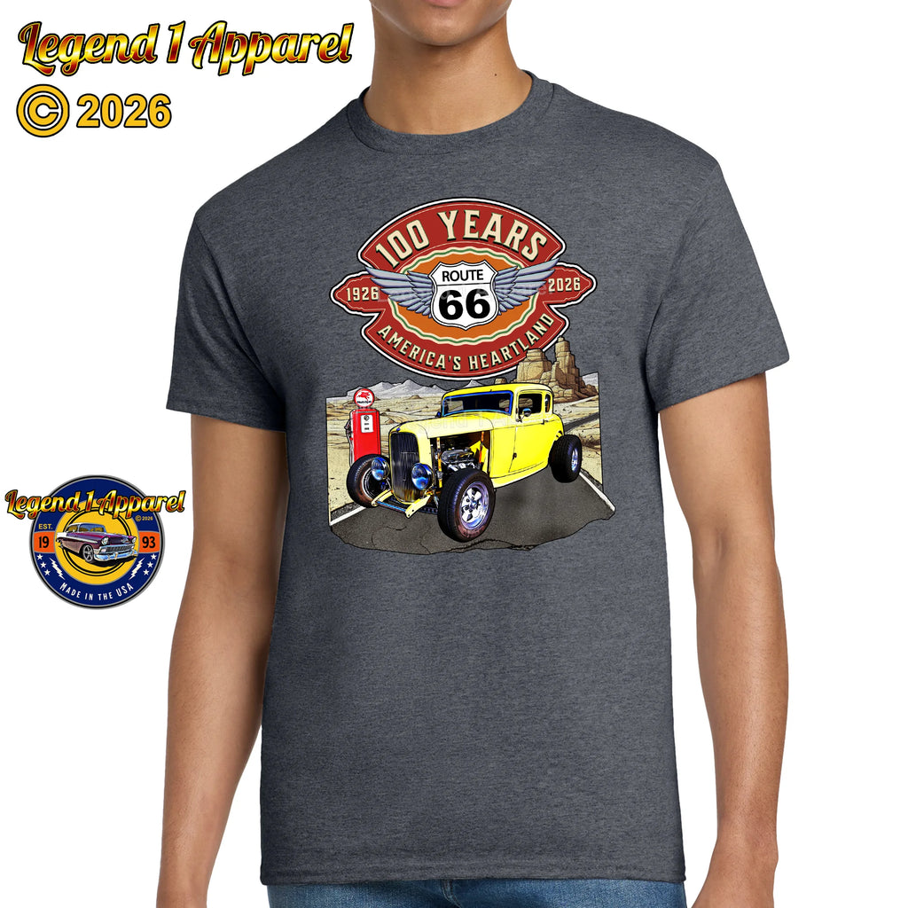 1932 Ford Coupe Classic Car Graphic Tee – Route 66 100 Years T-Shirt