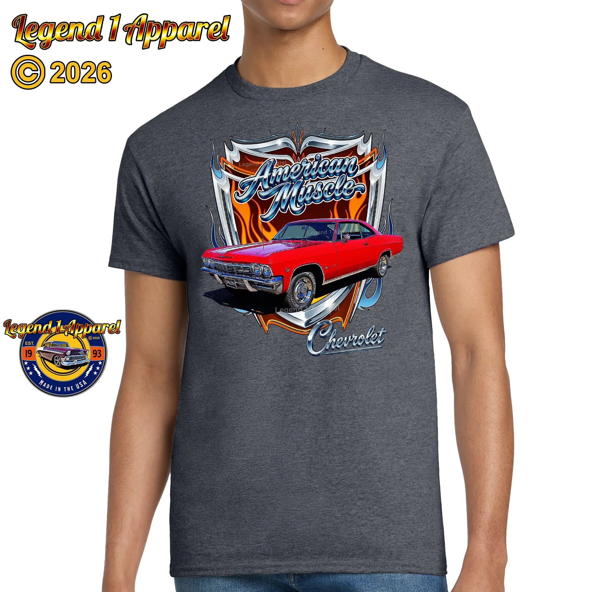1965 Chevrolet Impala SS American Muscle T-Shirt – 65 Chevy Classic Car Graphic Tee
