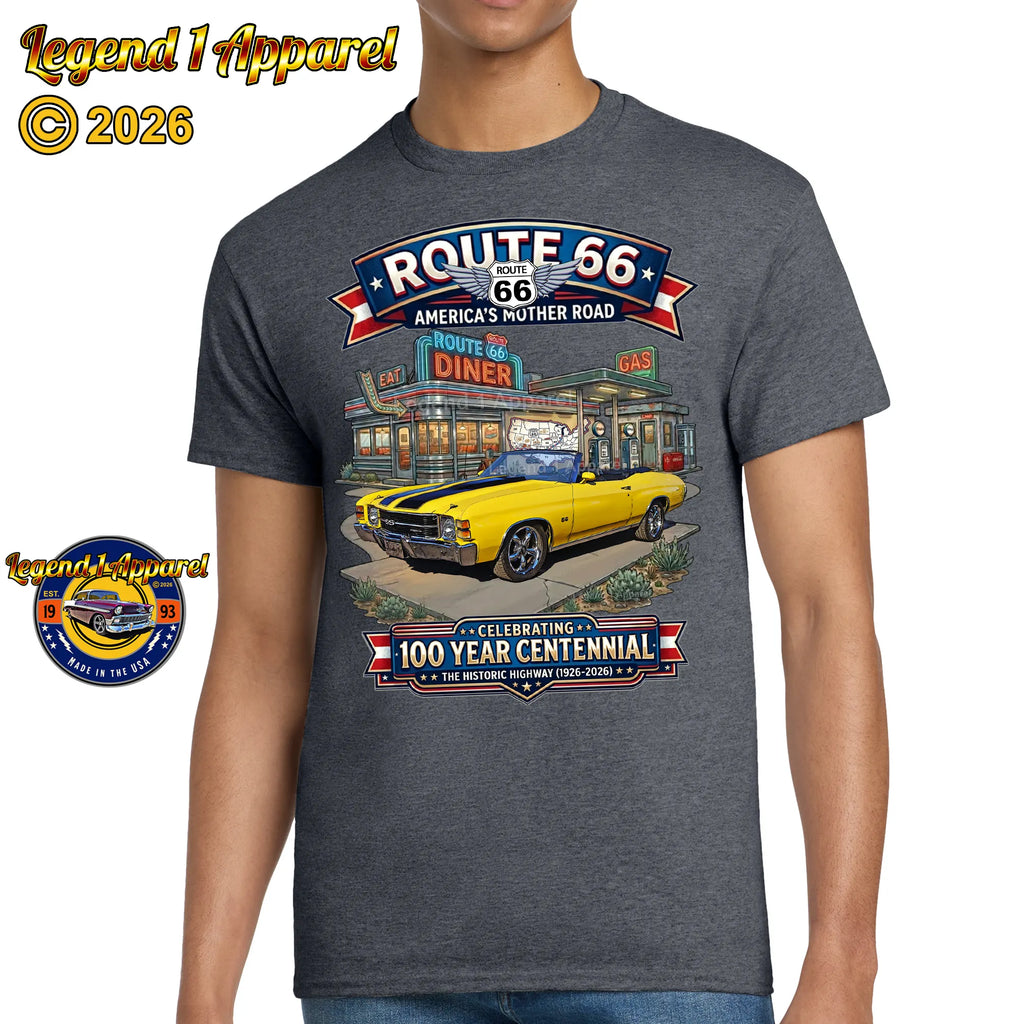 1971 Chevrolet Chevelle SS Classic Car Graphic Tee – Route 66 Centennial T-Shirt