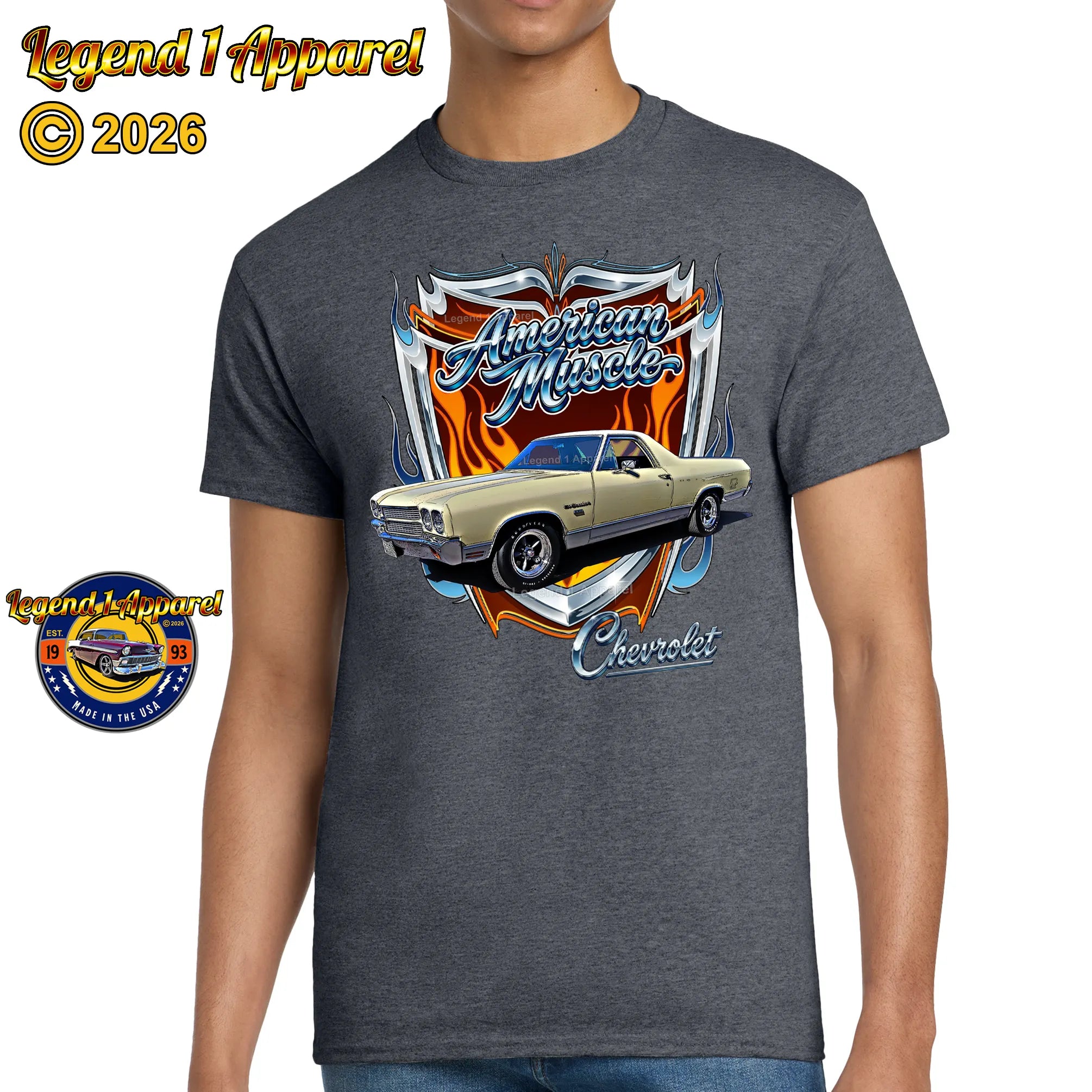 1970 Chevrolet El Camino American Muscle T-Shirt – 70 Chevy Classic Truck Graphic Tee