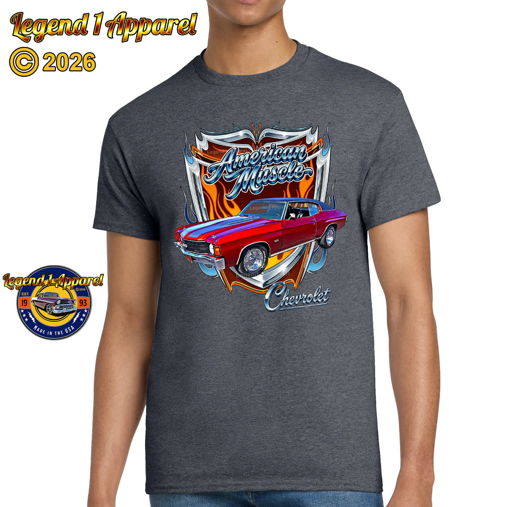 1972 Chevrolet Chevelle SS American Muscle T-Shirt – 72 Chevy Classic Car Graphic Tee
