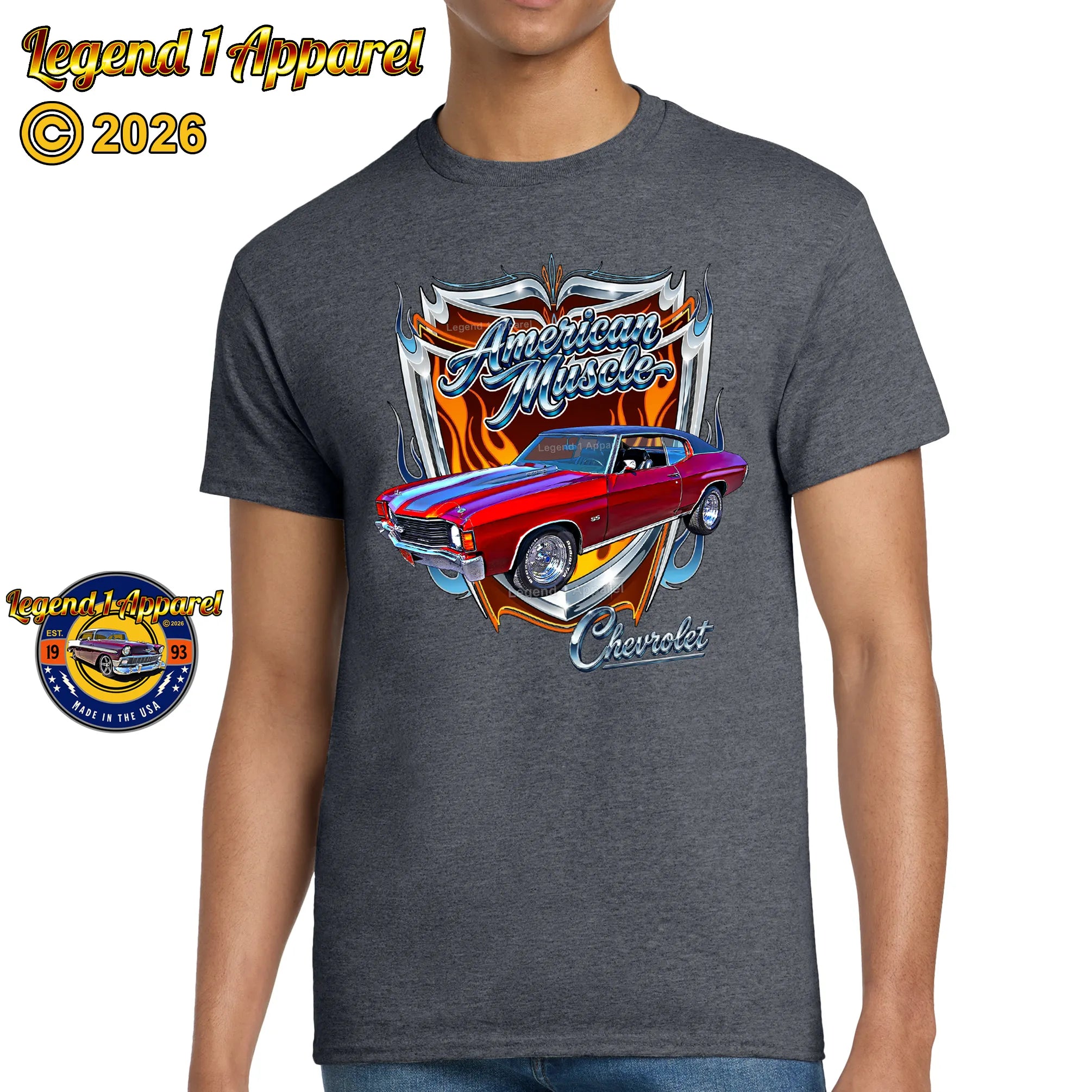 1972 Chevrolet Chevelle SS American Muscle T-Shirt – 72 Chevy Classic Car Graphic Tee