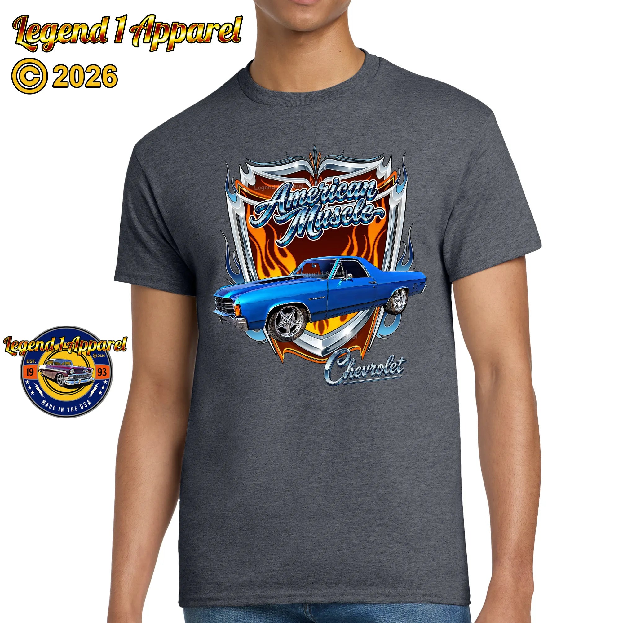 1972 Chevrolet El Camino SS American Muscle T-Shirt – 72 Chevy Classic Truck Graphic Tee