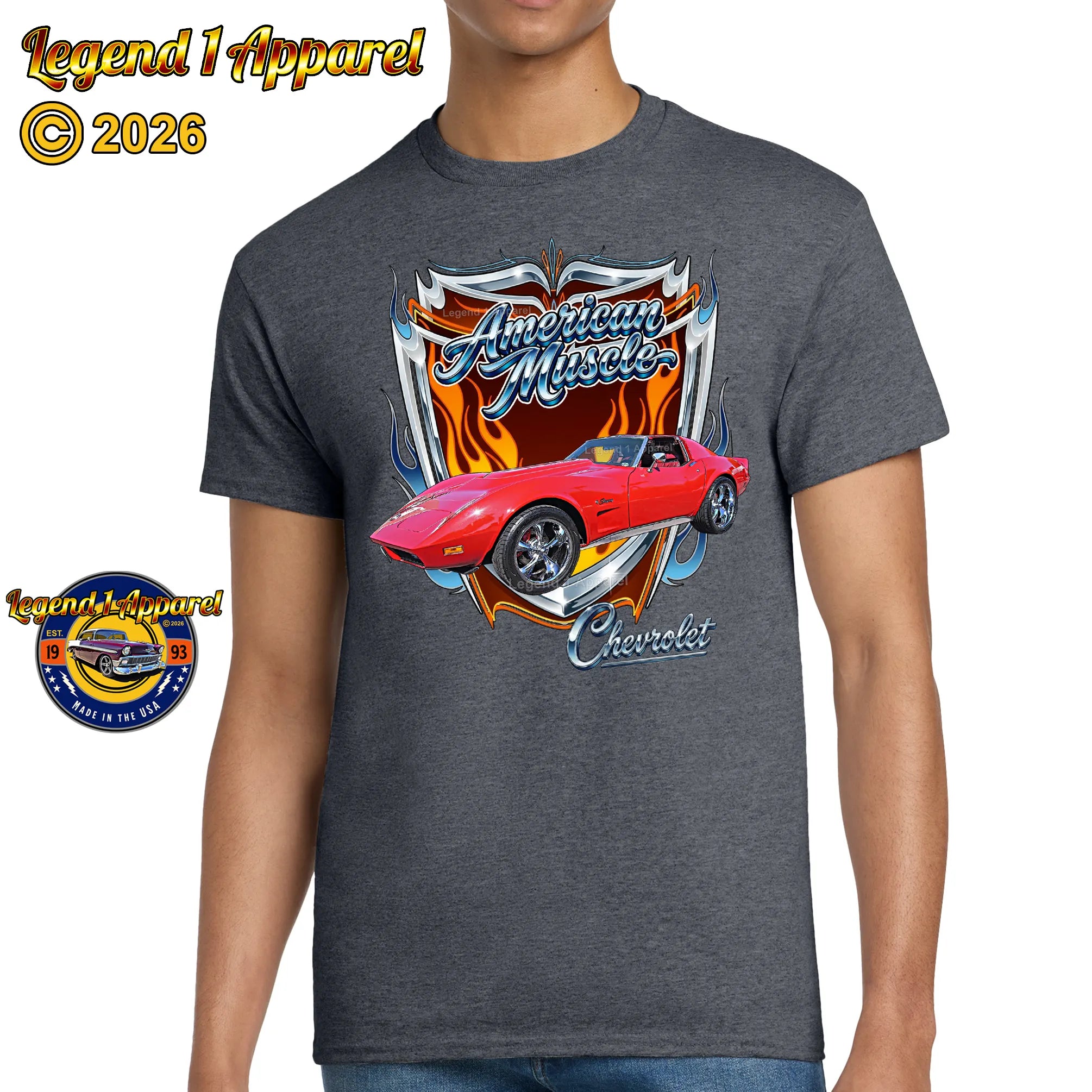 1974 Chevrolet Corvette C3 American Muscle T-Shirt – 74 Chevy Classic Car Graphic Tee