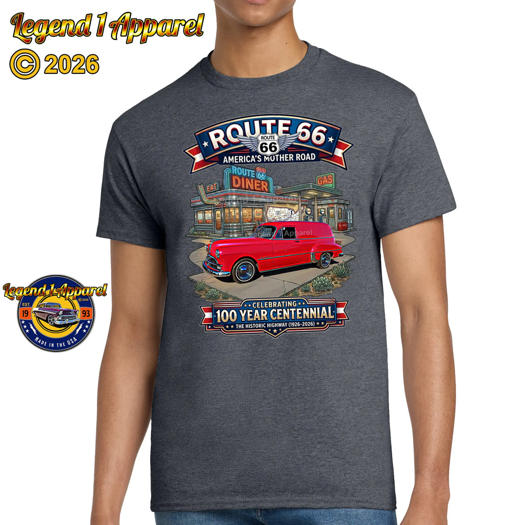 1949 Pontiac Delivery Sedan Classic Car Graphic Tee – Route 66 Centennial T-Shirt