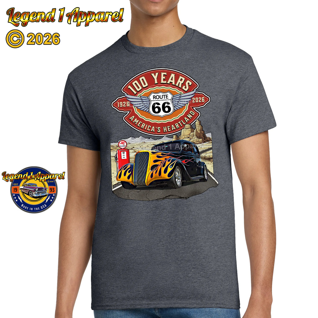 1937 Chevrolet Coupe Classic Car Graphic Tee – Route 66 100 Years T-Shirt