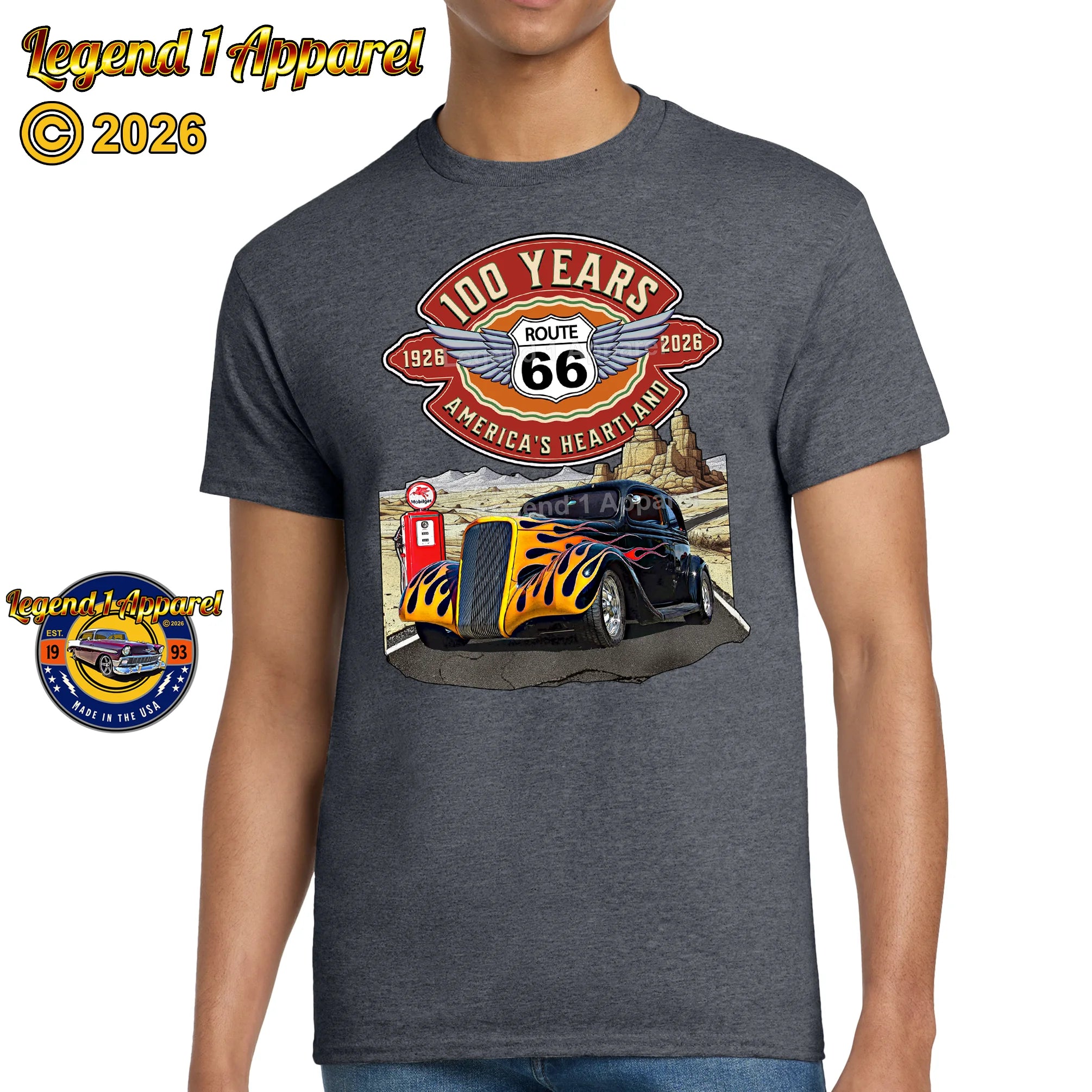 1937 Chevrolet Coupe Classic Car Graphic Tee – Route 66 100 Years T-Shirt