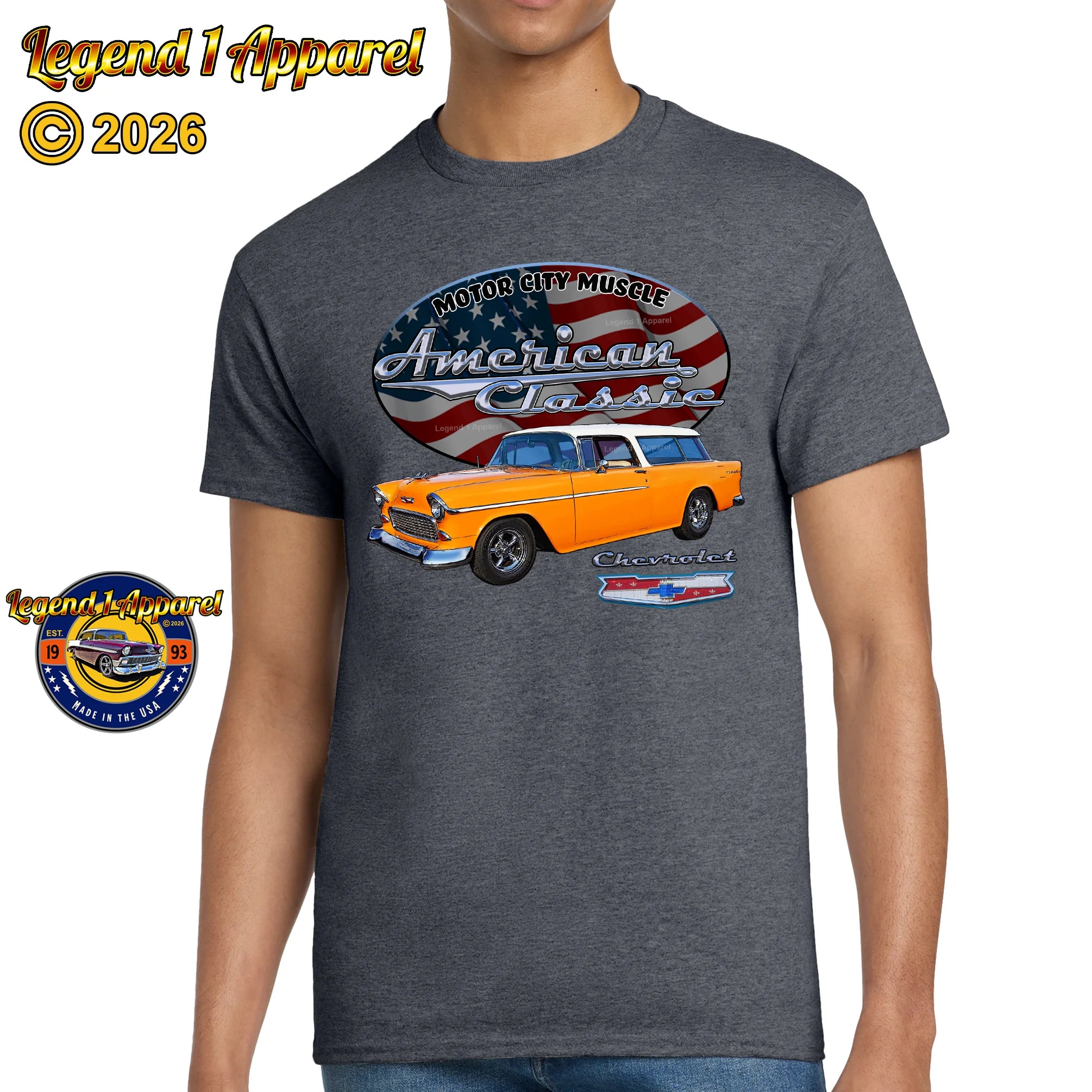 1955 Chevrolet Bel Air Nomad - American Classic Muscle Car T-shirt