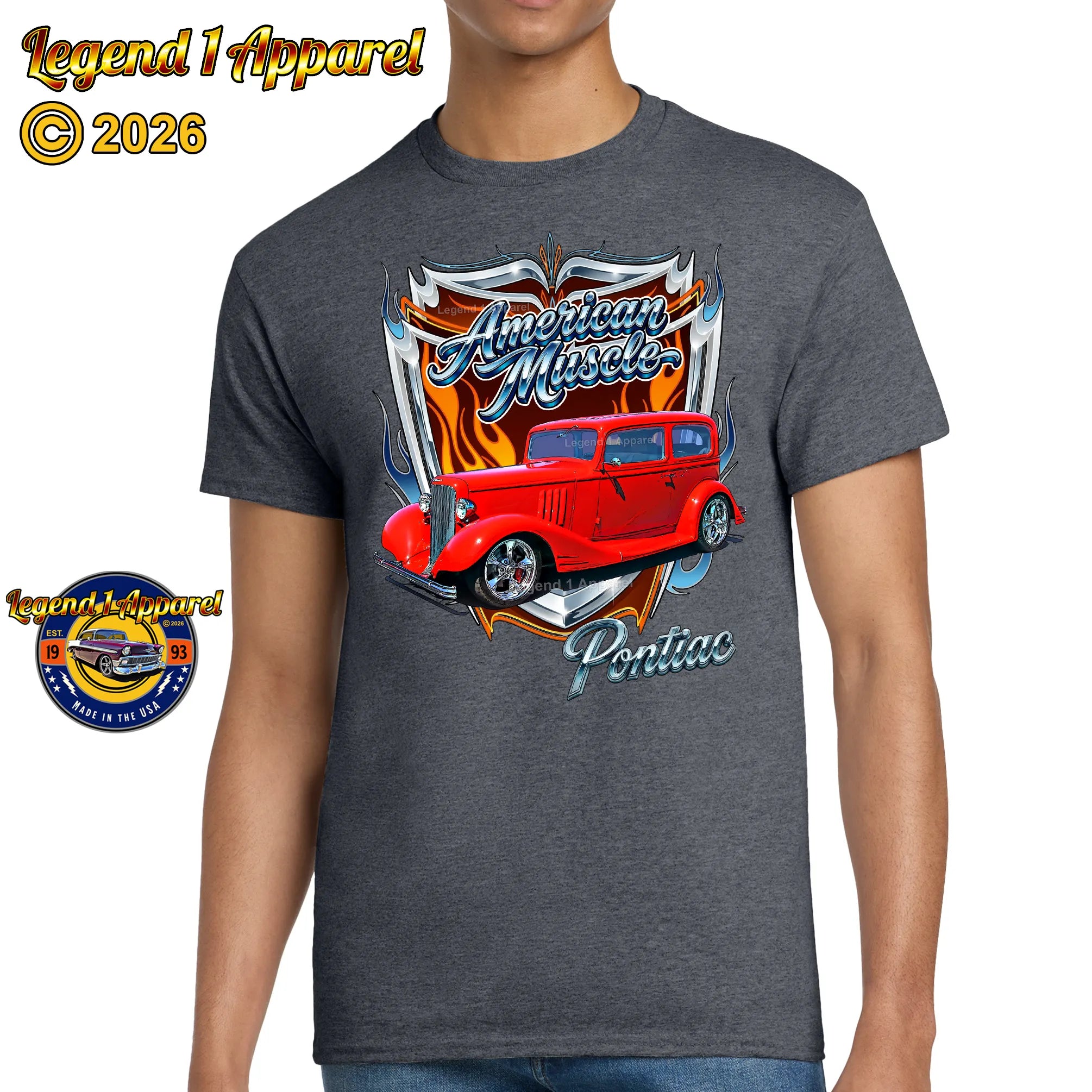 1933 Pontiac Coupe American Muscle T-Shirt – 33 5 Window Coupe Ford Car Graphic Tee