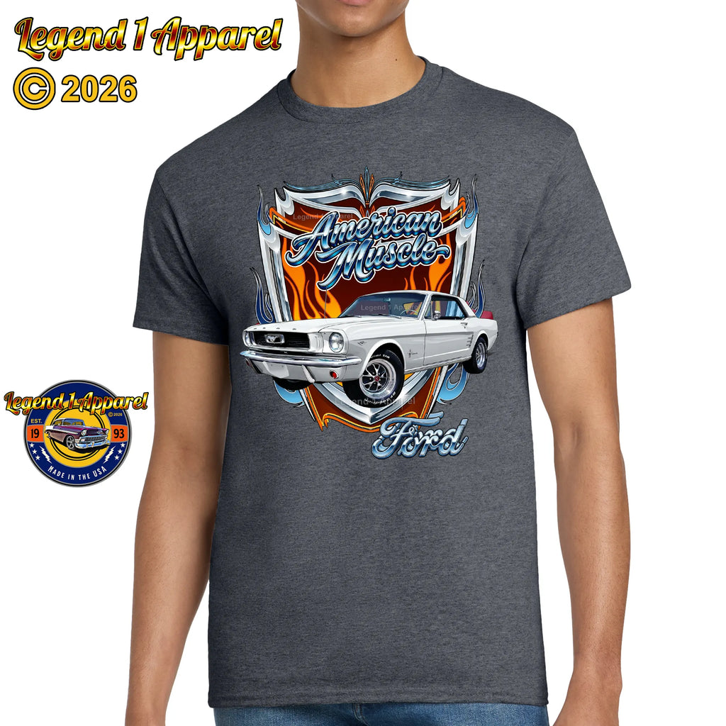 1966 Ford Mustang Hardtop Car Graphic Tee – American Muscle T-Shirt