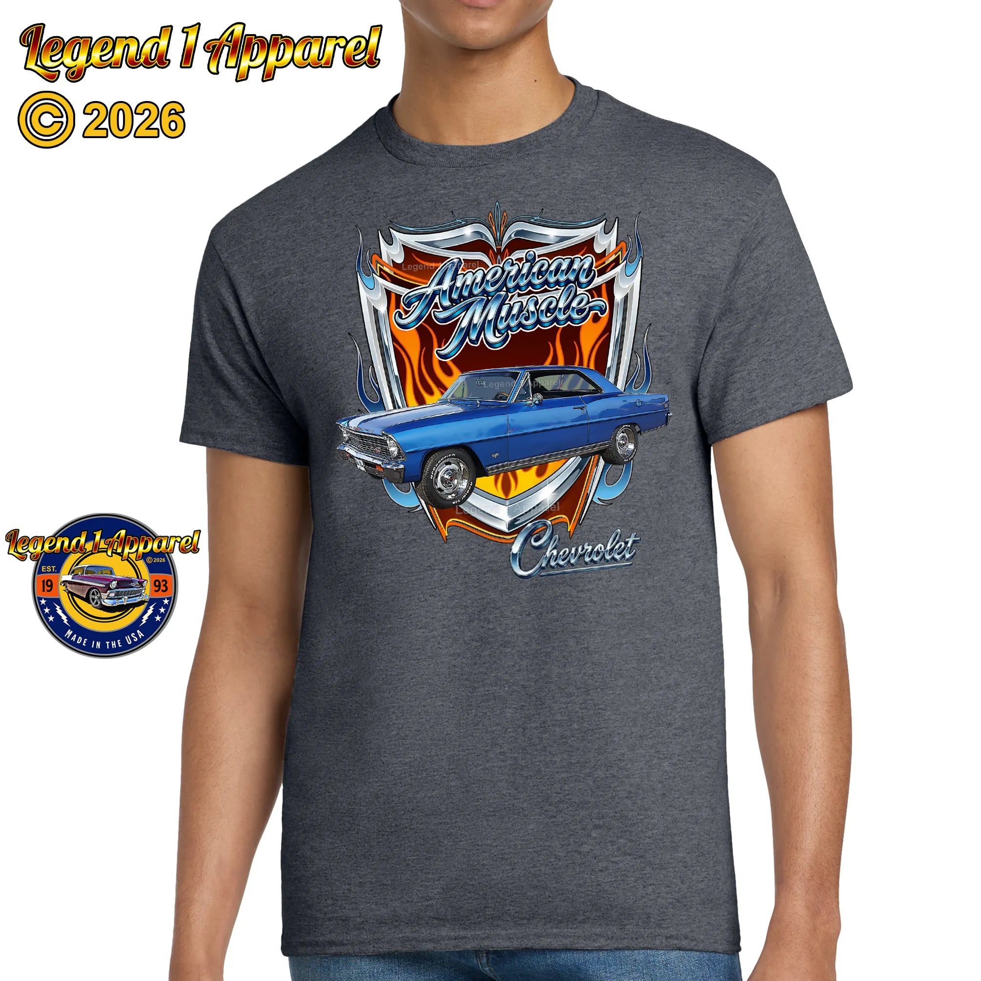 1967 Chevrolet Nova SS American Muscle T-Shirt – 67 Chevy Classic Car Graphic Tee