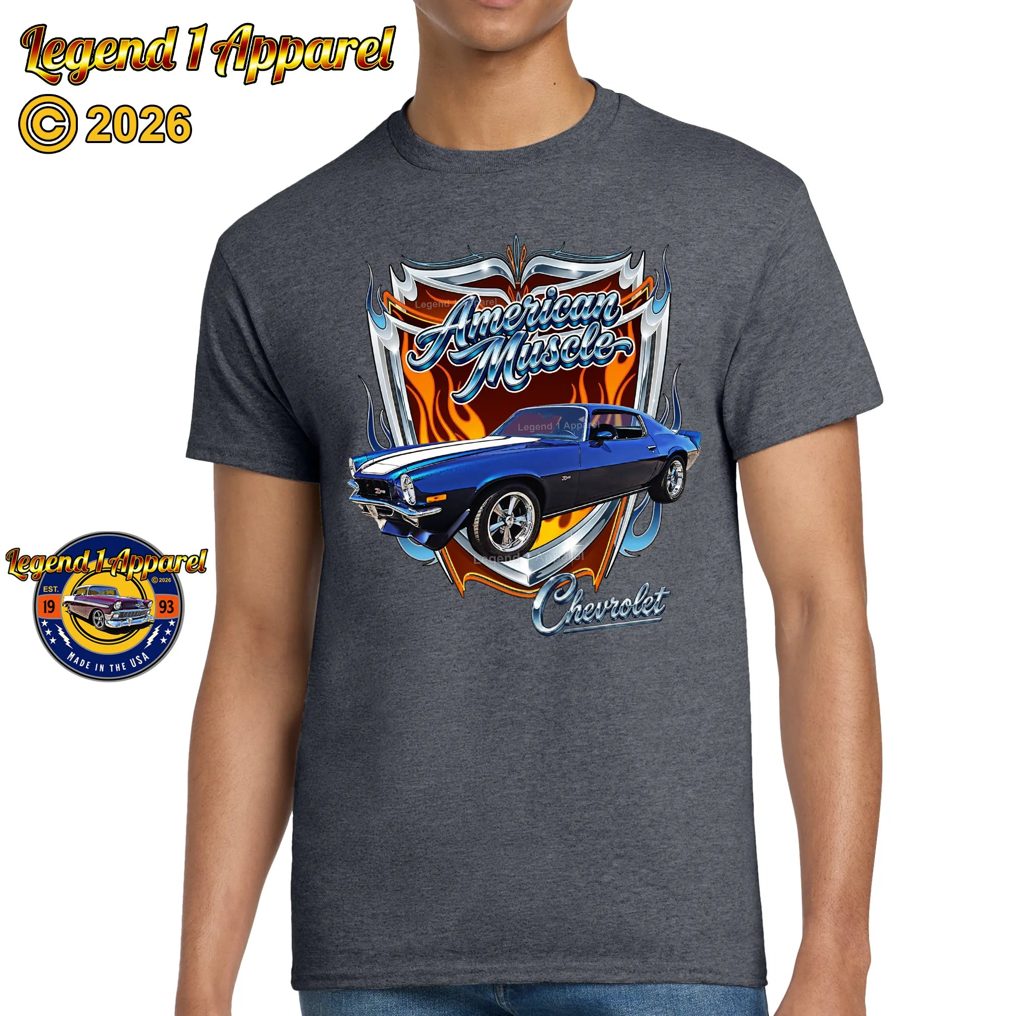1973 Chevrolet Camaro American Muscle T-Shirt – 73 Chevy Classic Car Graphic Tee