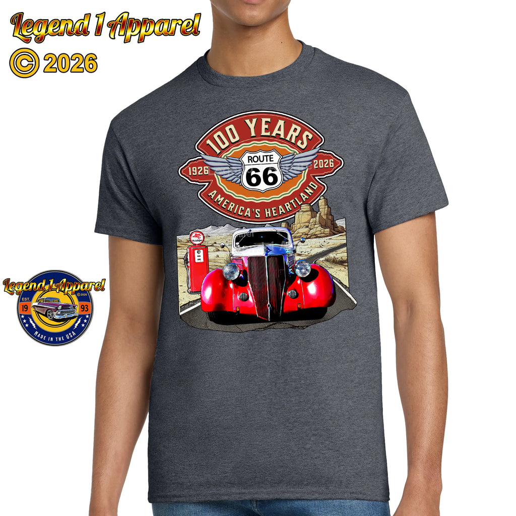 1936 Ford Coupe Classic Car Graphic Tee – Route 66 100 Years T-Shirt