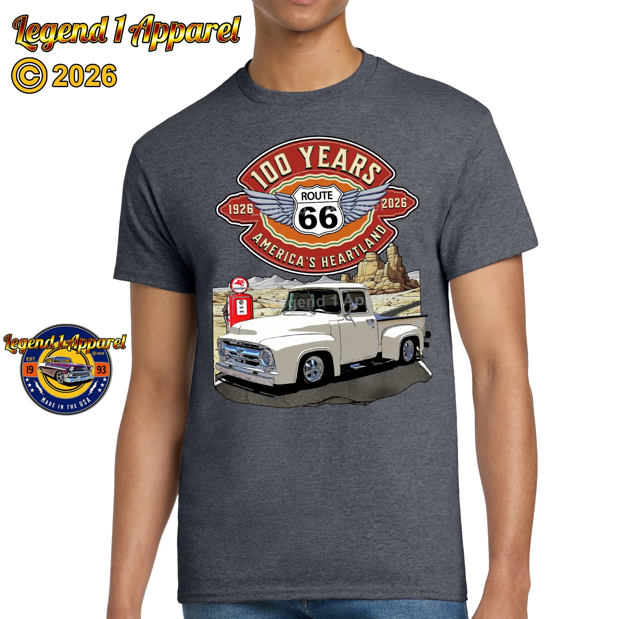 1956 Ford Pick Up Classic Truck Graphic Tee – Route 66 100 Years T-Shirt