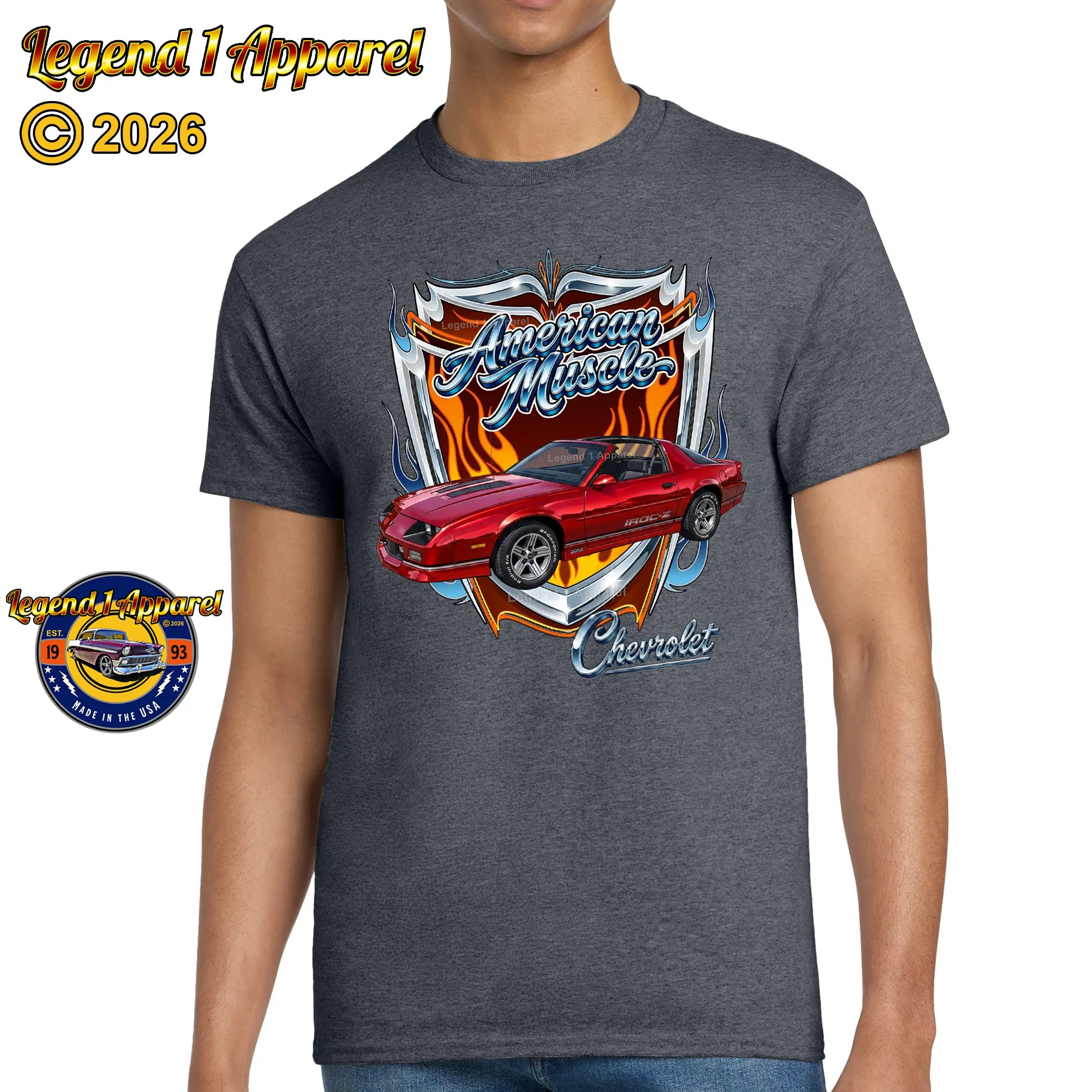 1986 Chevrolet Camaro IROC American Muscle T-Shirt – 86 Chevy Classic Car Graphic Tee