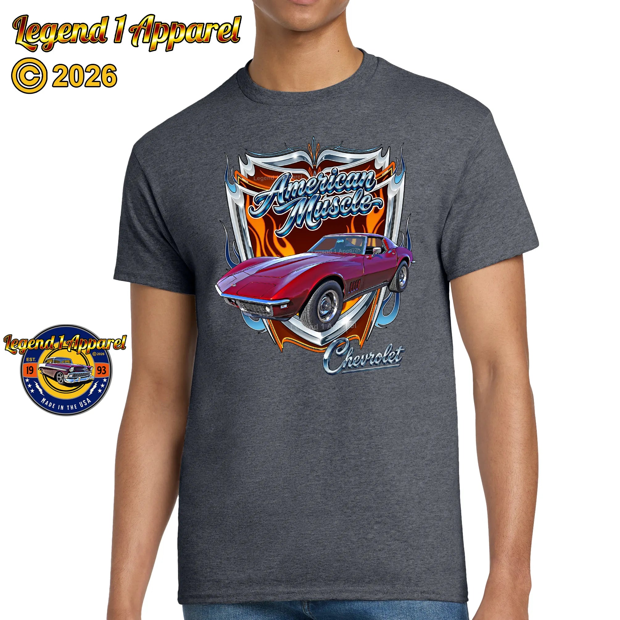 1969 Chevrolet Corvette C3 American Muscle T-Shirt – 69 Chevy Classic Car Graphic Tee