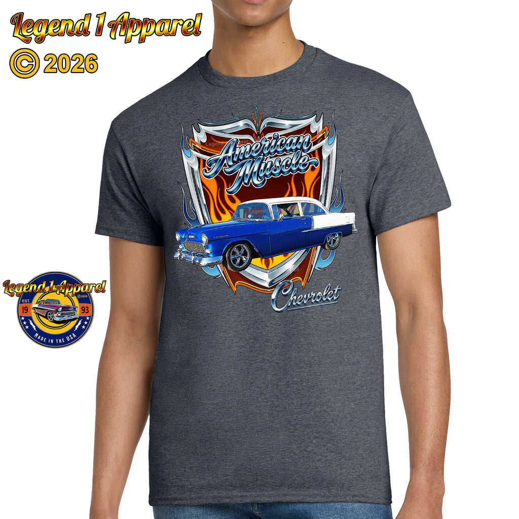 1955 Chevy Bel Air American Muscle T-Shirt –55 Chevrolet Bel Air Classic Car Graphic Tee