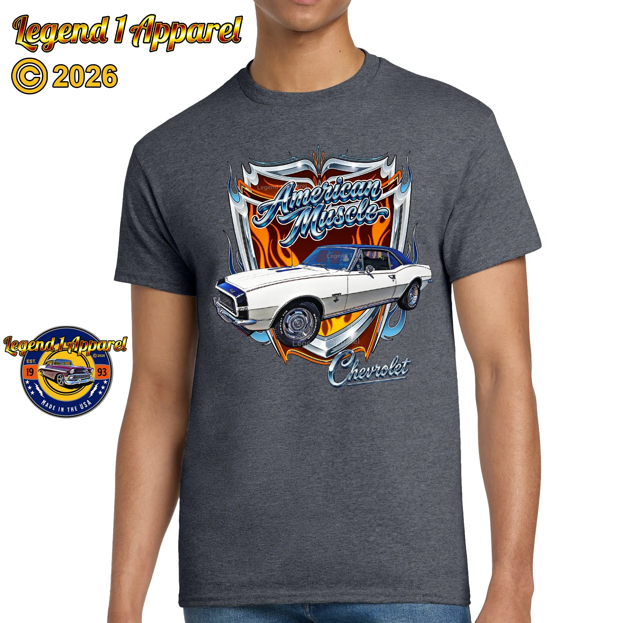 1967 Chevrolet Camaro American Muscle T-Shirt – 67 Chevy Classic Car Graphic Tee