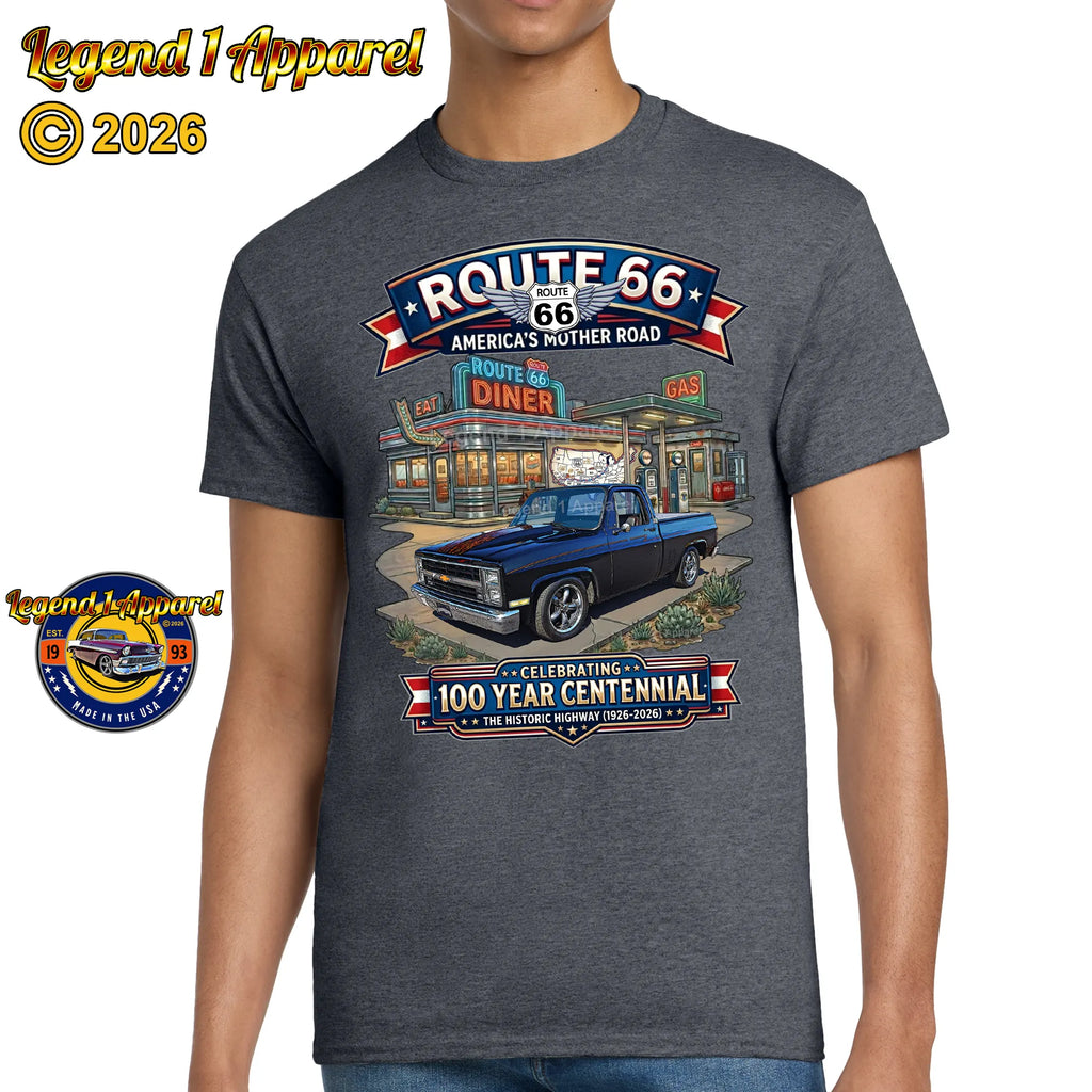 1985 Chevrolet Pick Up C10 Square Body Classic Truck Graphic Tee – Route 66 Centennial T-Shirt