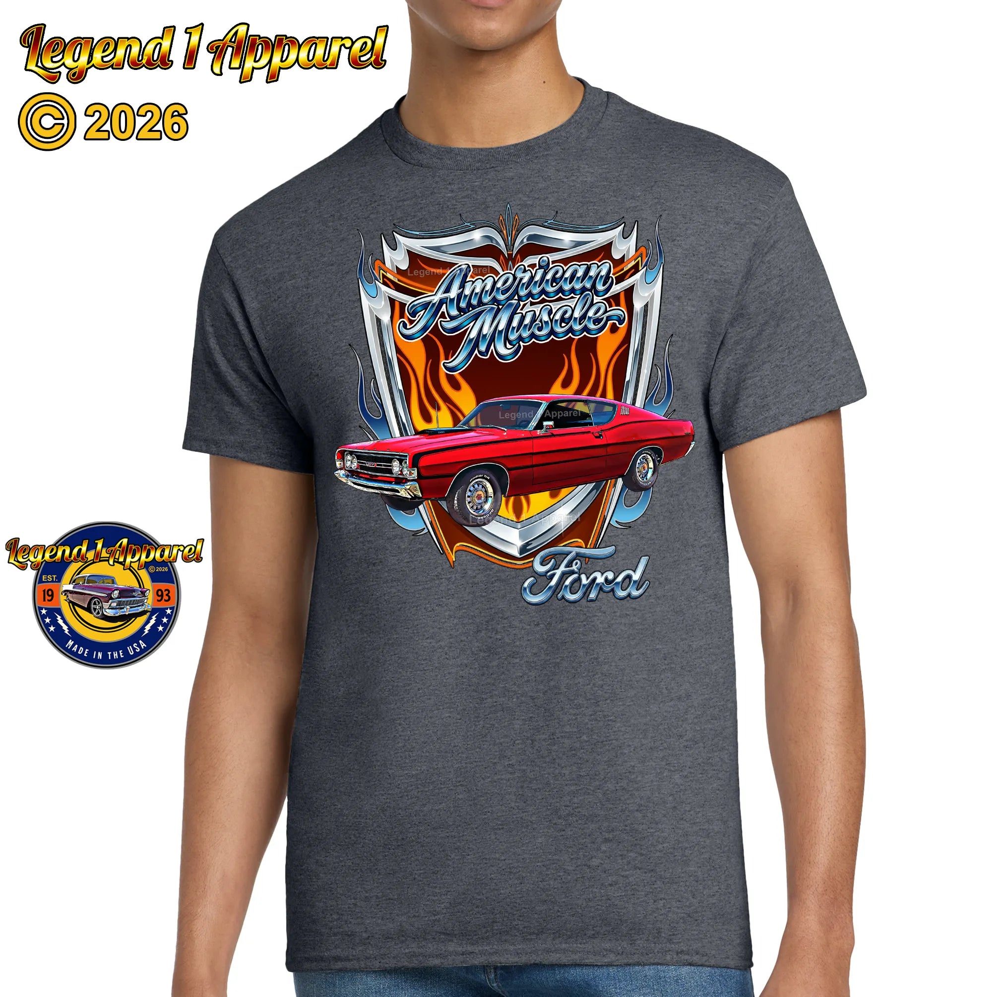1968 Ford Torino GT Classic Car Graphic Tee – American Muscle T-Shirt