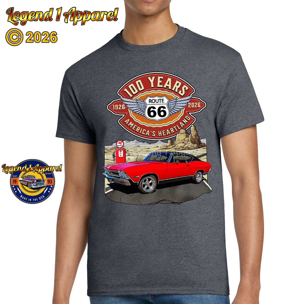 1968 Chevrolet Chevelle SS Classic Car Graphic Tee – Route 66 100 Years T-Shirt
