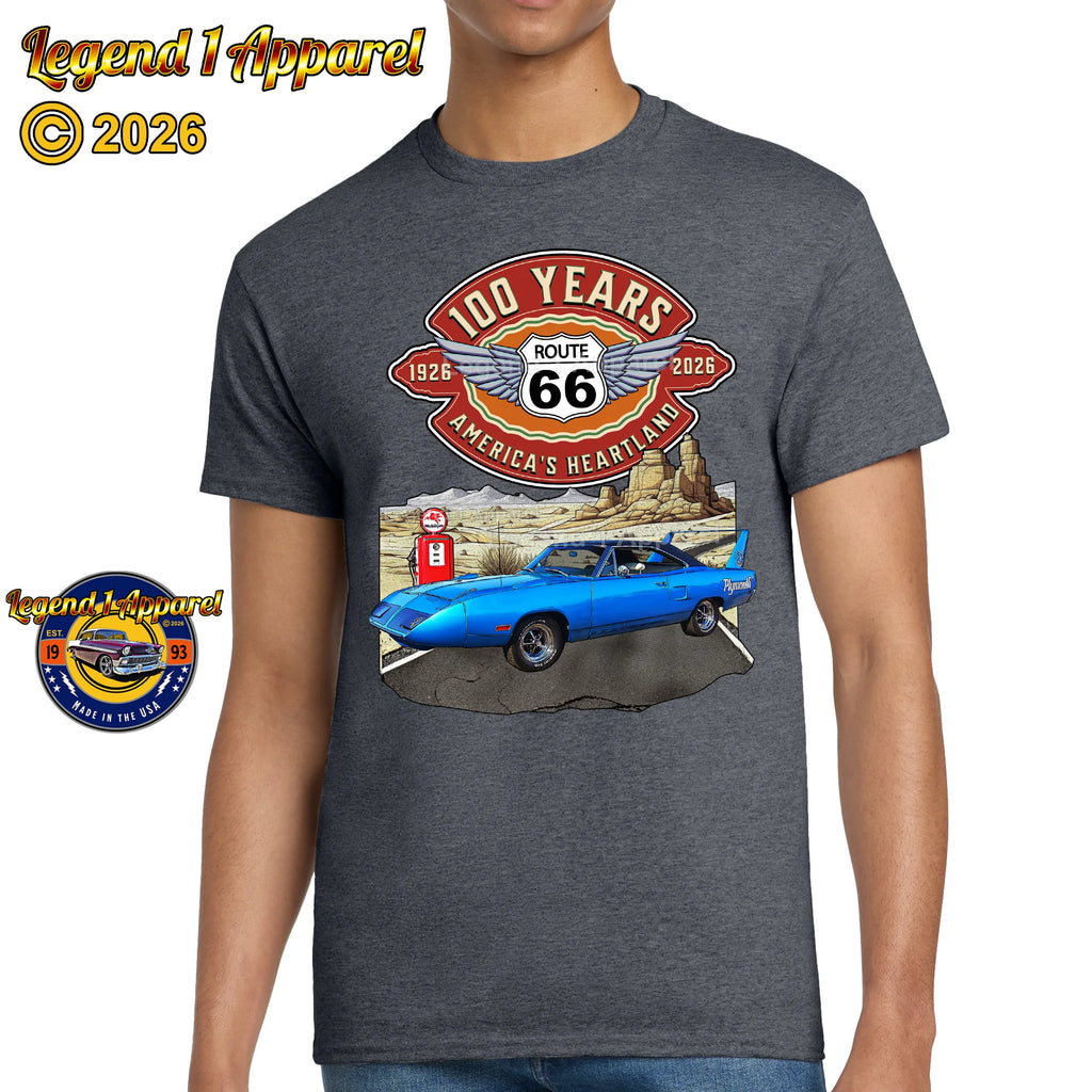 1970 Plymouth RoadRunner Superbird Classic Car Graphic Tee – Route 66 100 Years T-Shirt (Copy)