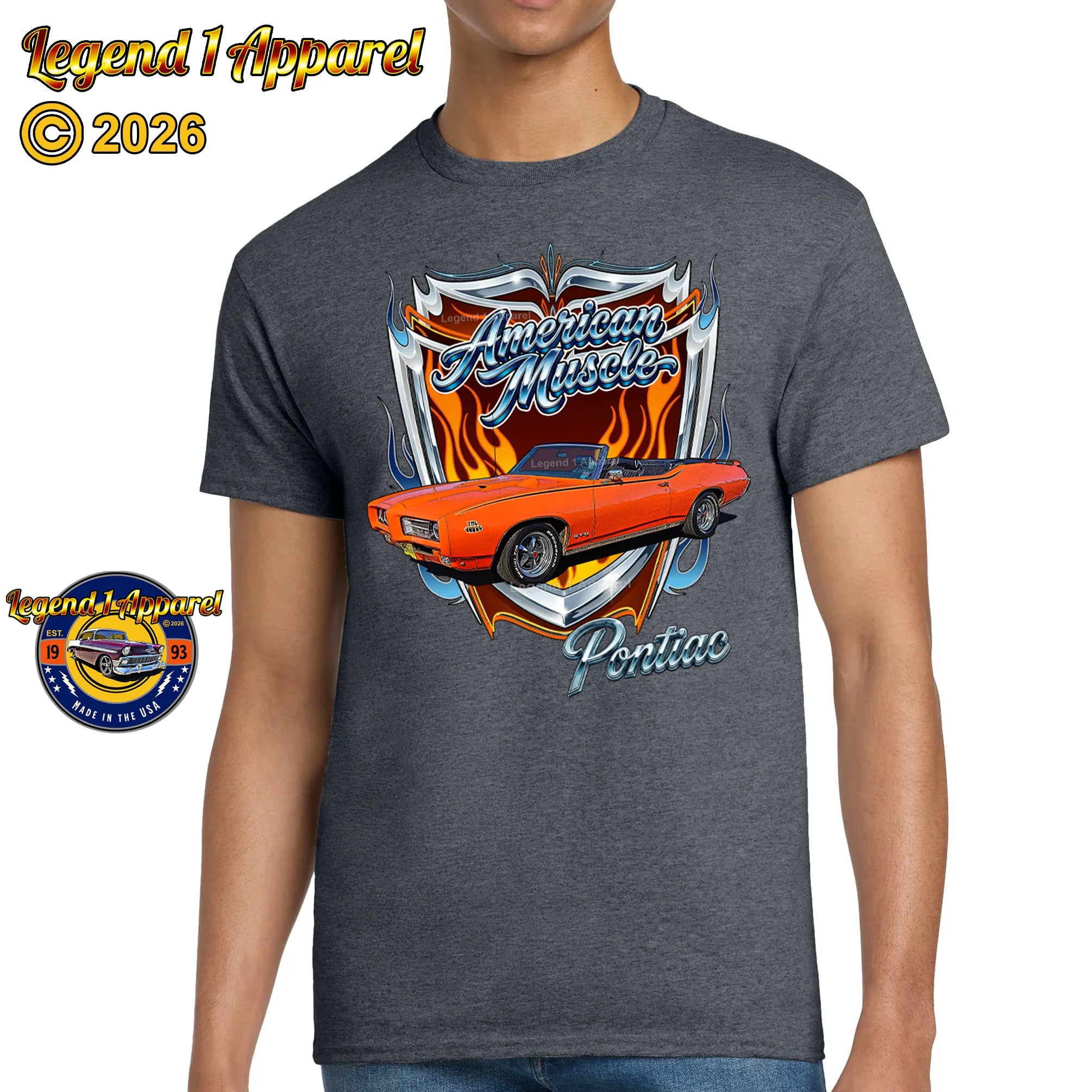 1969 Pontiac GTO American Muscle T-Shirt – 69 Judge GTO Classic Car Graphic Tee