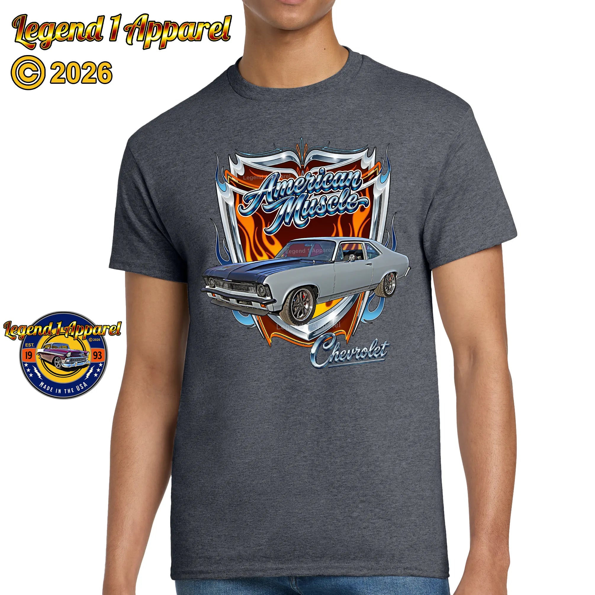 1972 Chevrolet Nova SS American Muscle T-Shirt – 72 Chevy Classic Car Graphic Tee