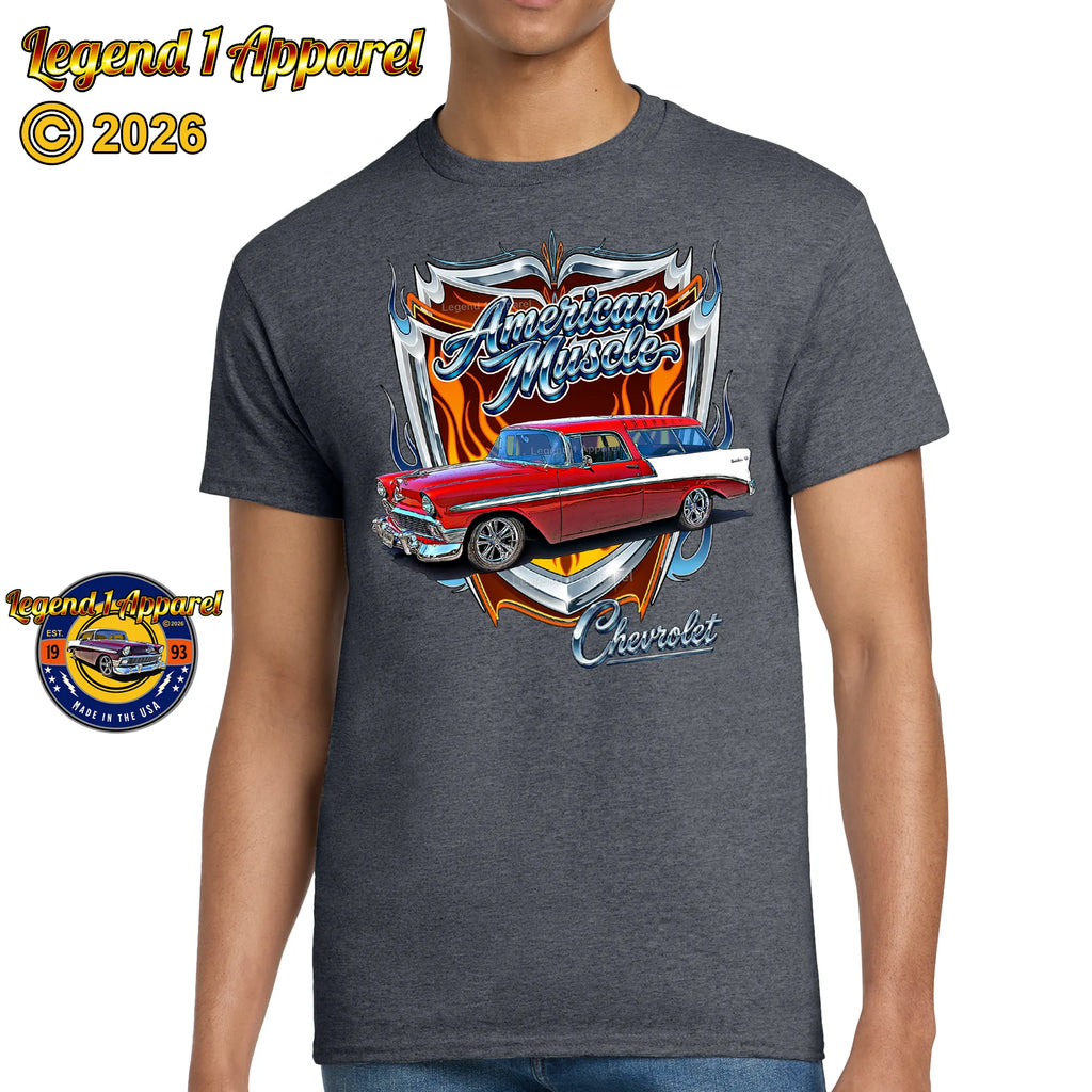1956 Chevy Bel Air Nomad American Muscle T-Shirt –56 Chevrolet Nomad Classic Car Graphic Tee