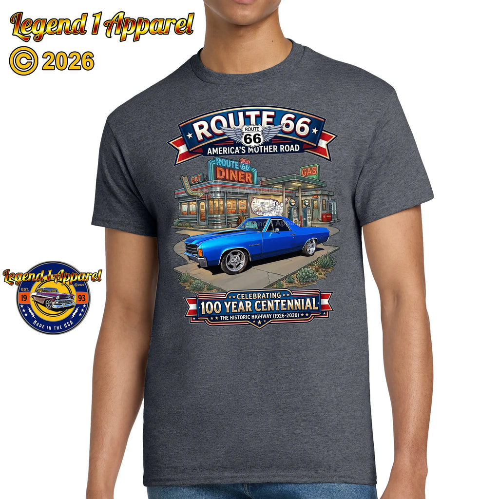 1972 Chevrolet El Camino SS Classic Truck Graphic Tee – Route 66 Centennial T-Shirt