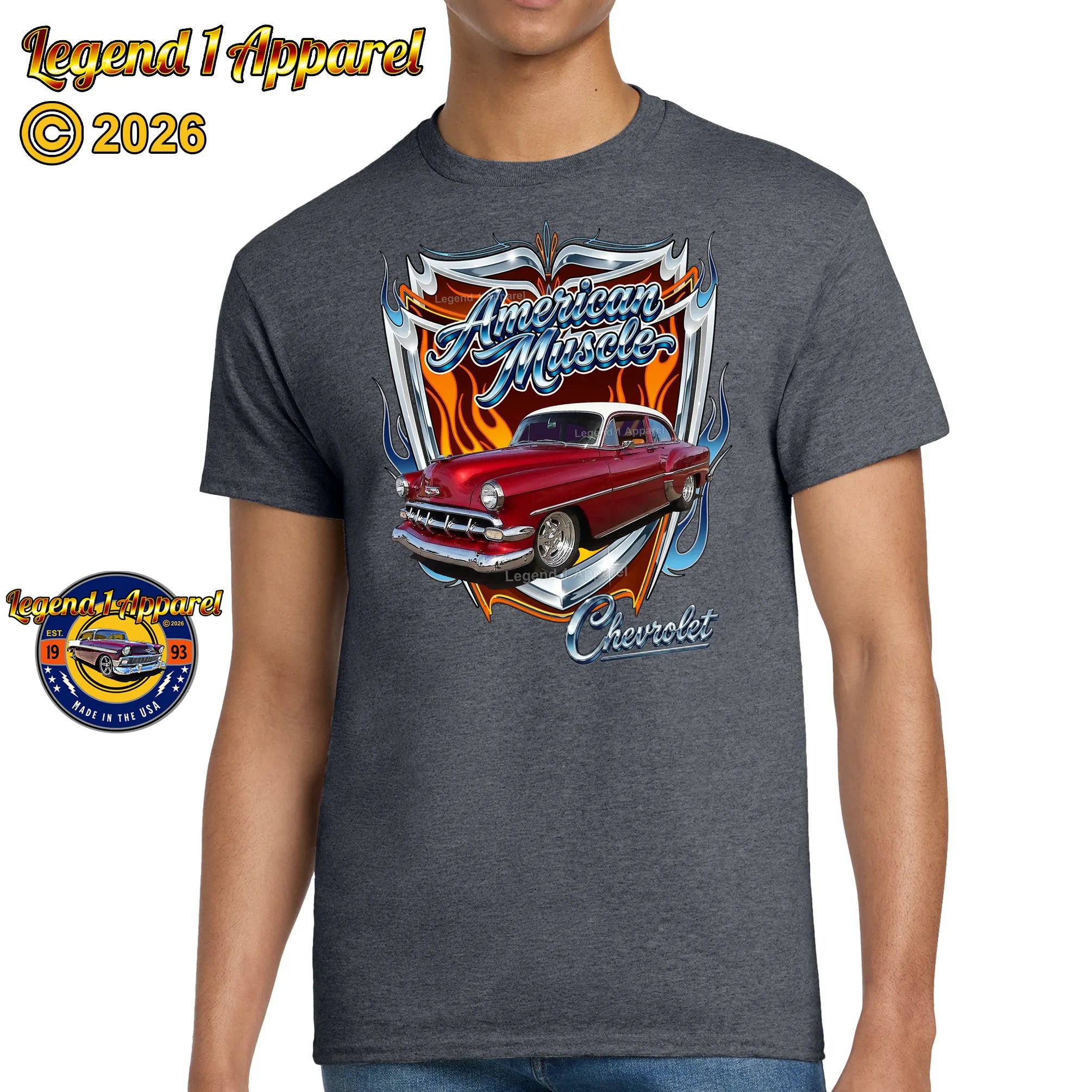 1954 Chevy Bel Air American Muscle T-Shirt –54 Chevrolet Bel Air Classic Car Graphic Tee