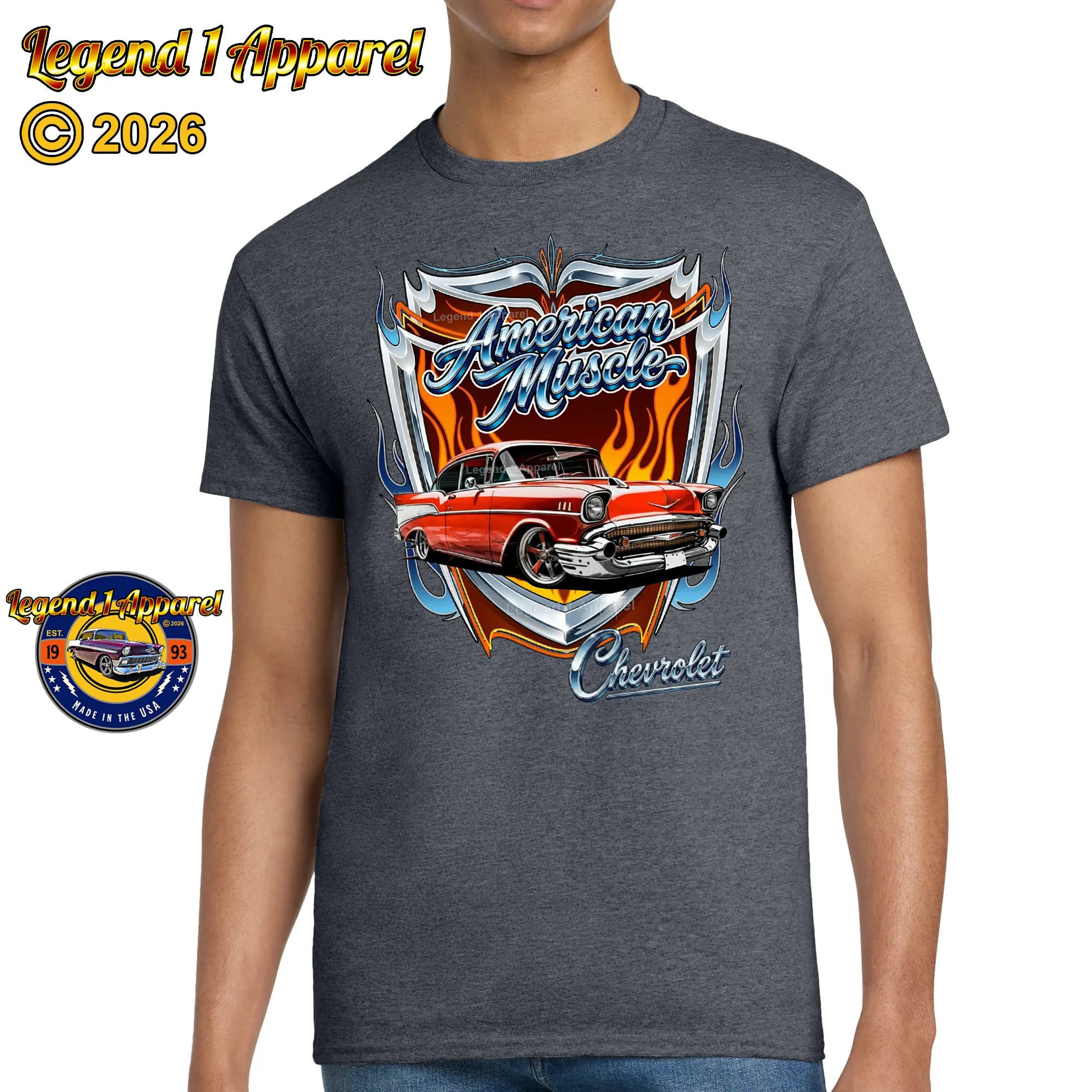 1957 Chevy Bel Air American Muscle T-Shirt – 57 Chevrolet Bel Air Classic Car Graphic Tee