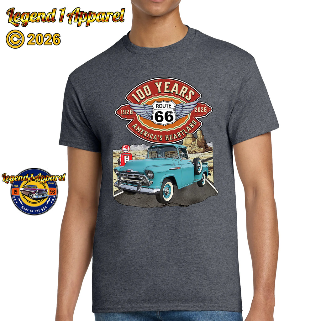 1957 Chevrolet Pick up Classic Truck Graphic Tee – Route 66 100 Years T-Shirt