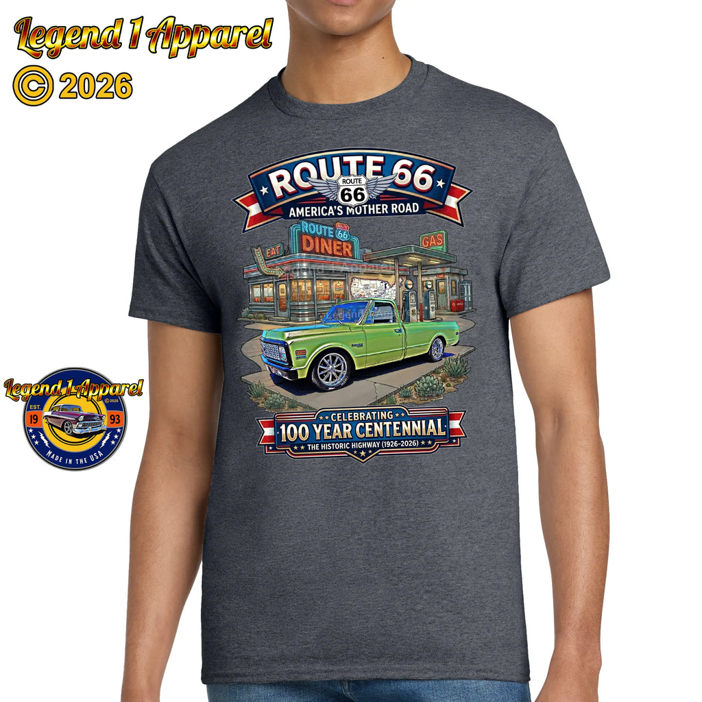 1972 Chevrolet Pick Up C10 Square Body Classic Truck Graphic Tee – Route 66 Centennial T-Shirt