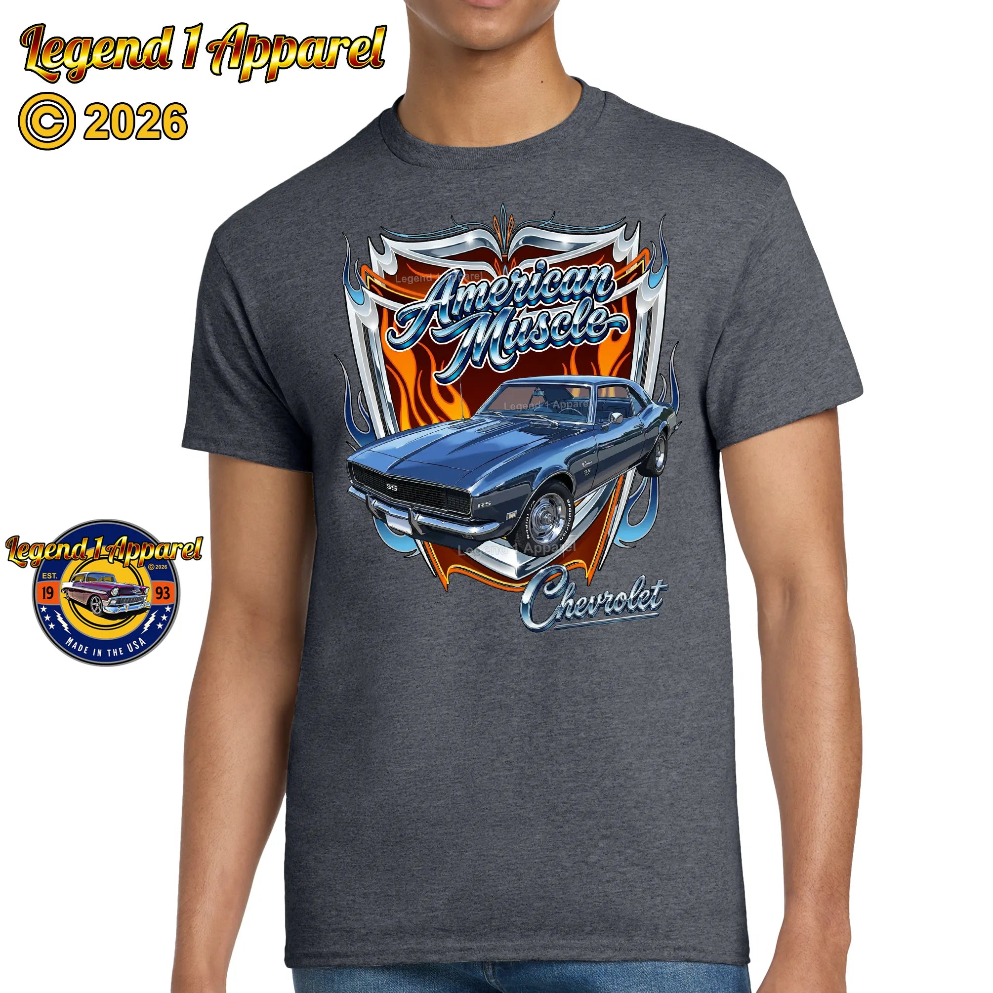 1968 Chevrolet Camaro American Muscle T-Shirt – 68 Chevy Classic Car Graphic Tee