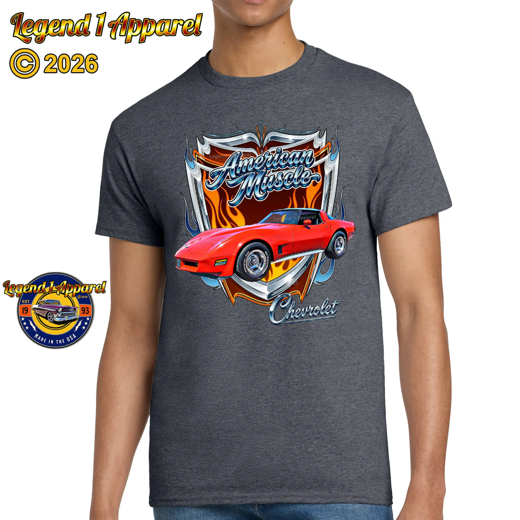 1980 Chevrolet Corvette C3 American Muscle T-Shirt – 80 Chevy Classic Car Graphic Tee