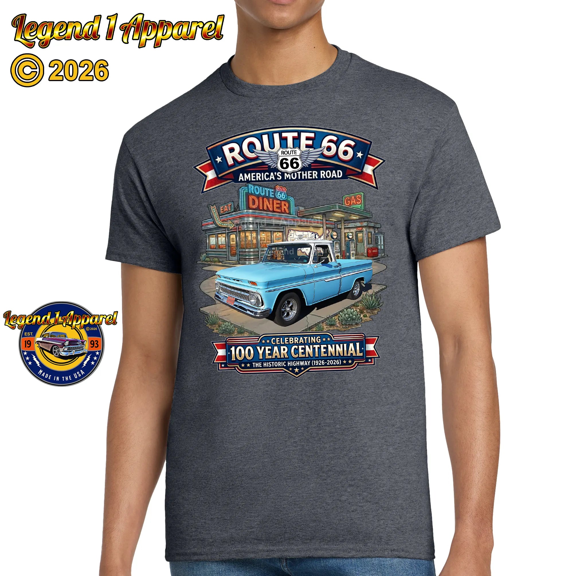 1964 Chevrolet Pick Up Classic Truck Graphic Tee – Route 66 Centennial T-Shirt