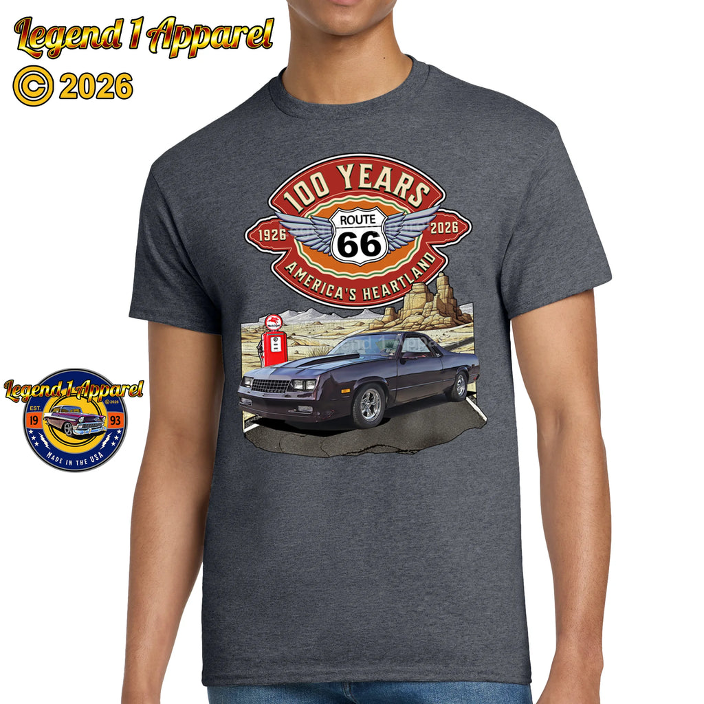 1983 Chevrolet El Camino Classic Truck Graphic Tee – Route 66 100 Years T-Shirt